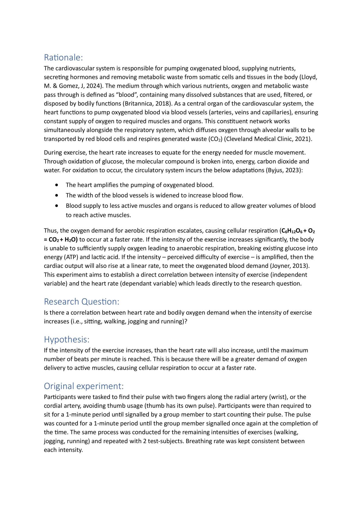 Student Experiment Cardiovascular System  - Page 1