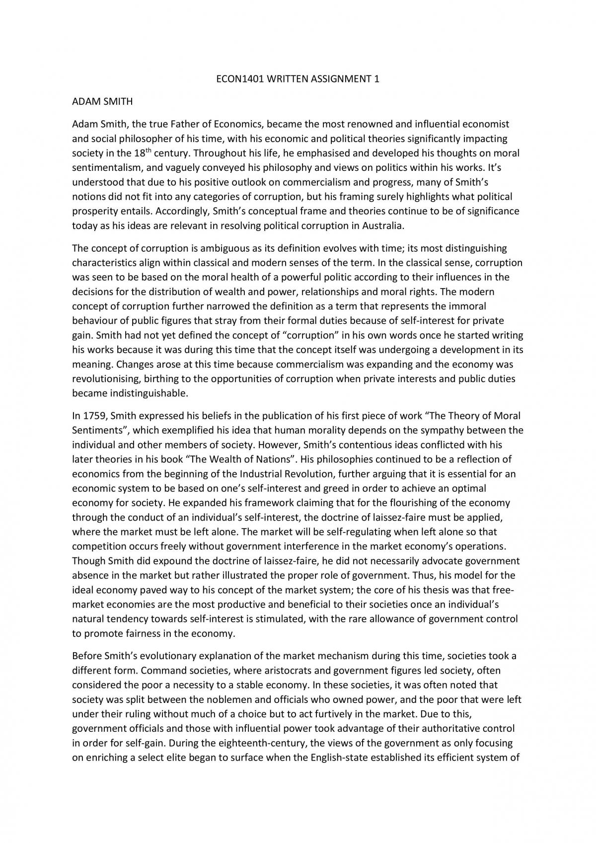 ECON1404 Written Assignment 1 - Page 1