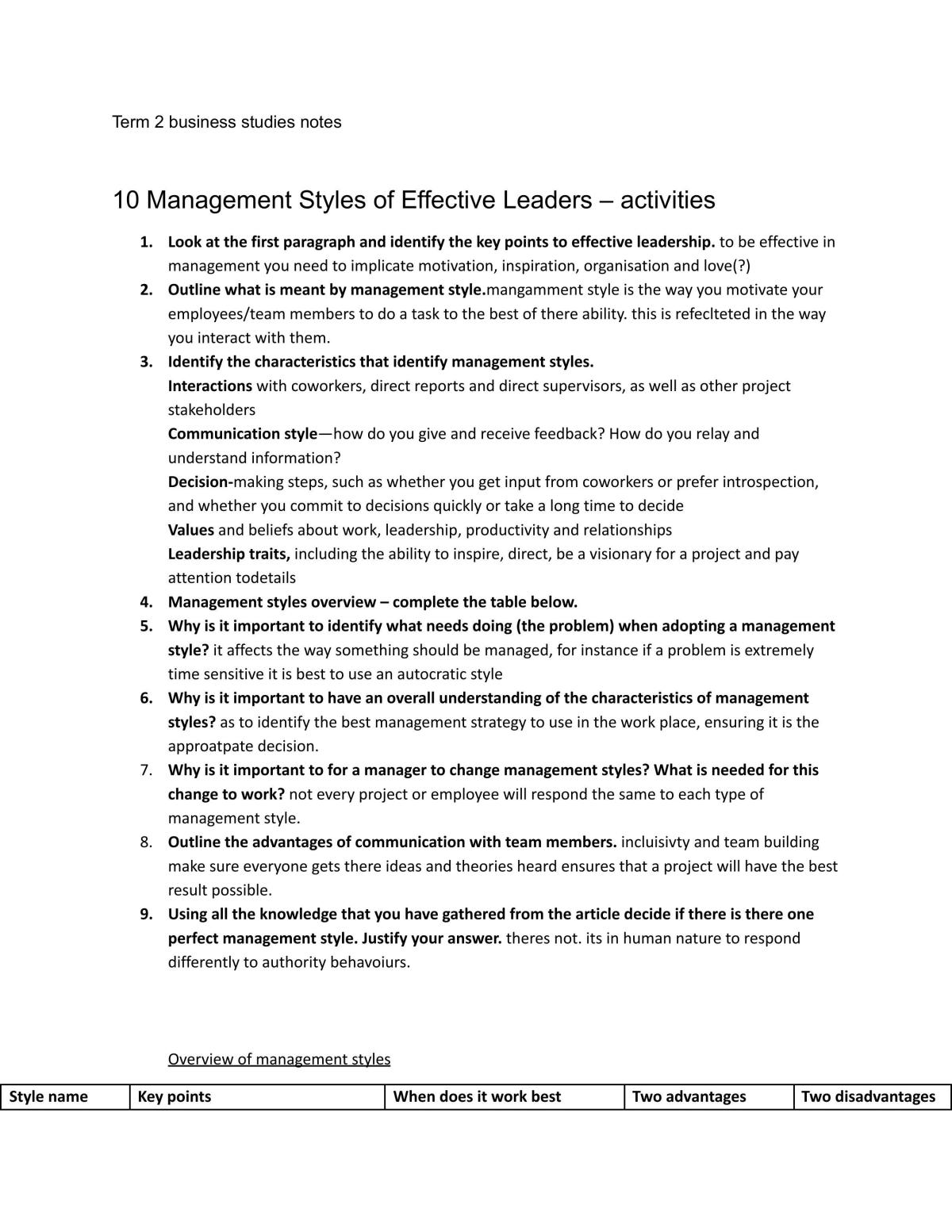 Term 2 Business Studies  - Page 1