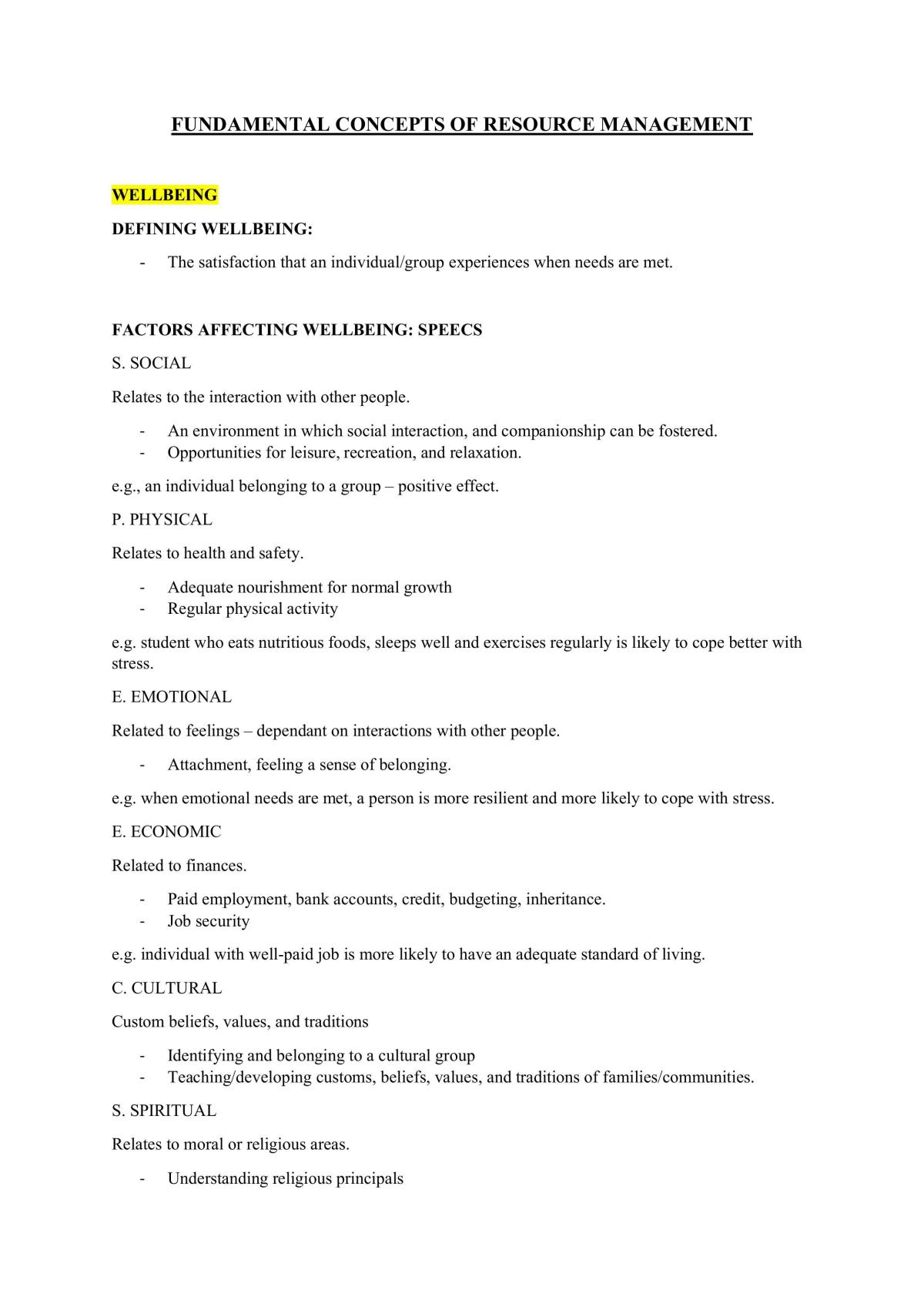 Year 11 CAFS Study Notes - Page 1