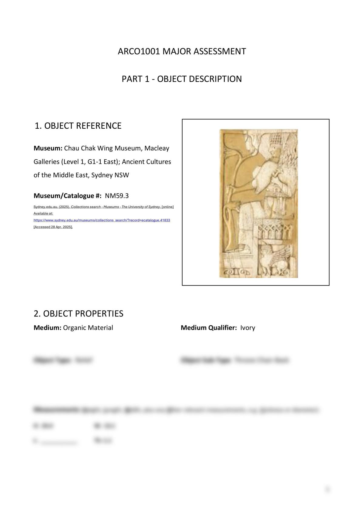 ARCO1001 Object Description - Page 1