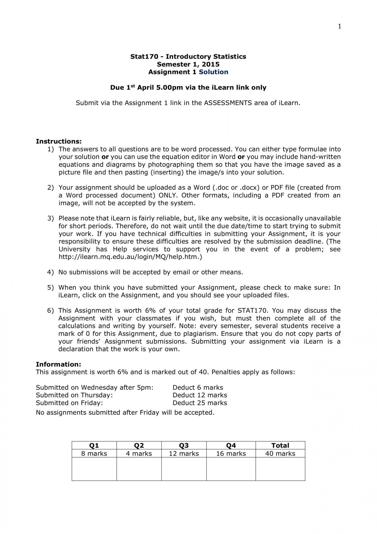 Assignment 1 Solution - Page 1