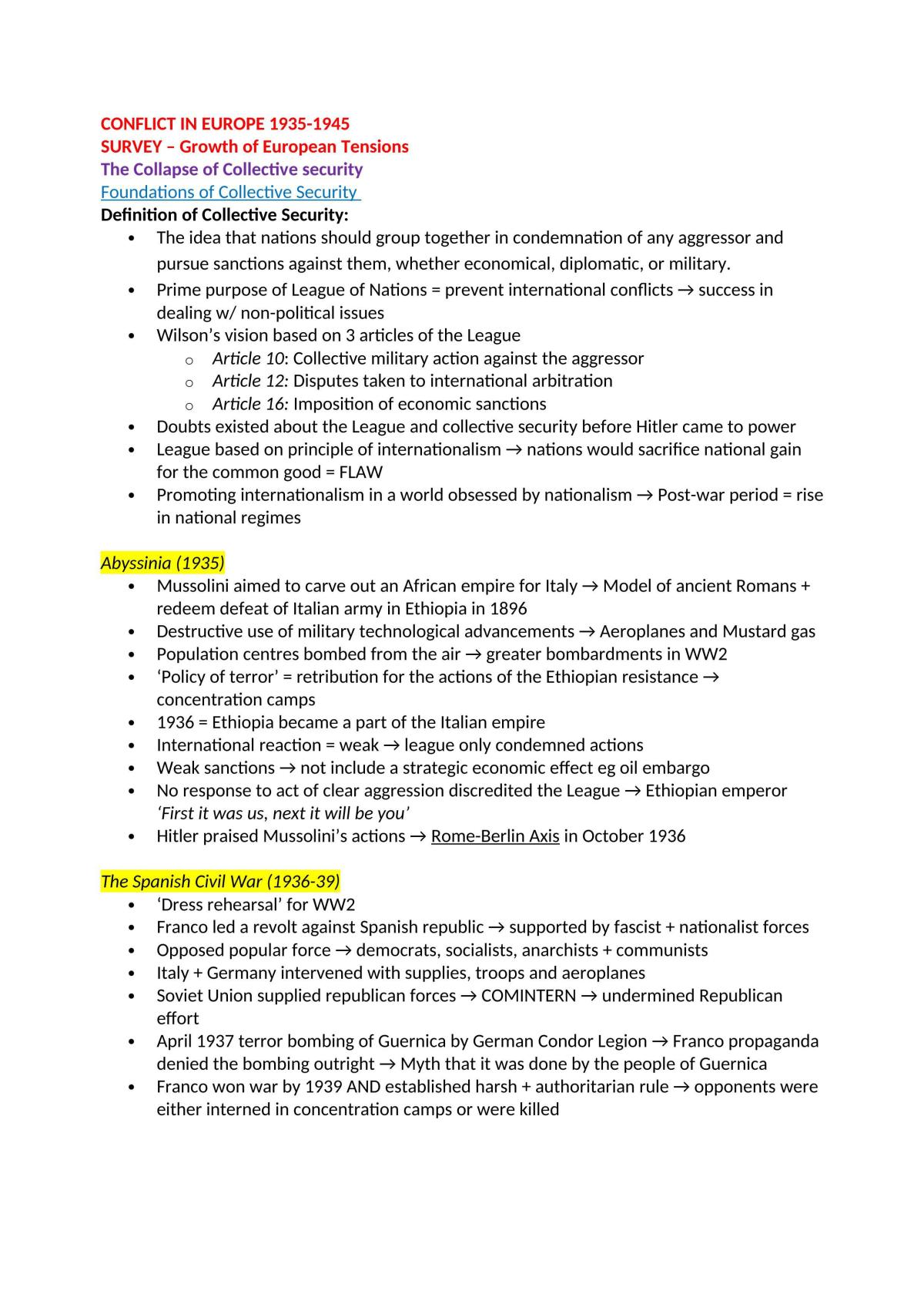 Complete notes of the Conflict in Europe - Page 1