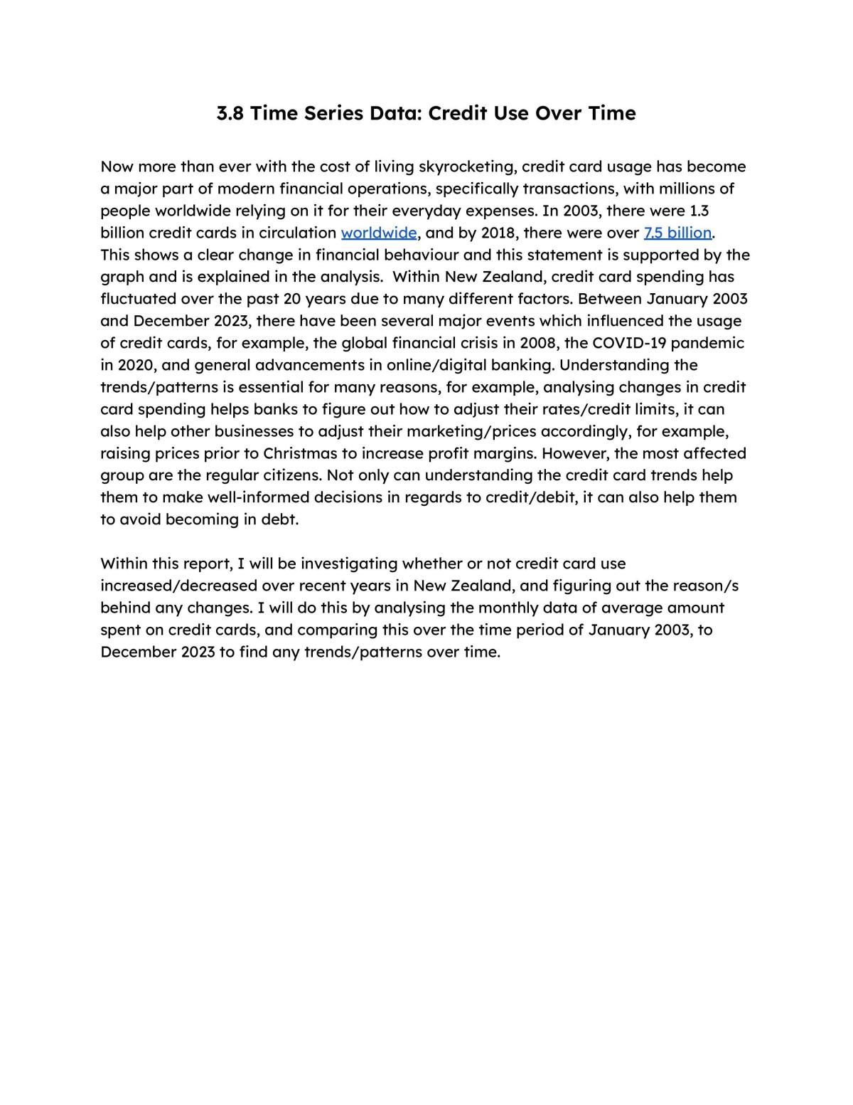 NCEA 3.8 Statistics Time Series Data Exemplar - Page 1