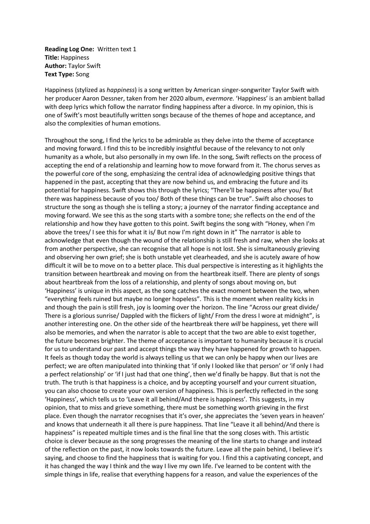 Level 2 English Reading Logs - Page 1