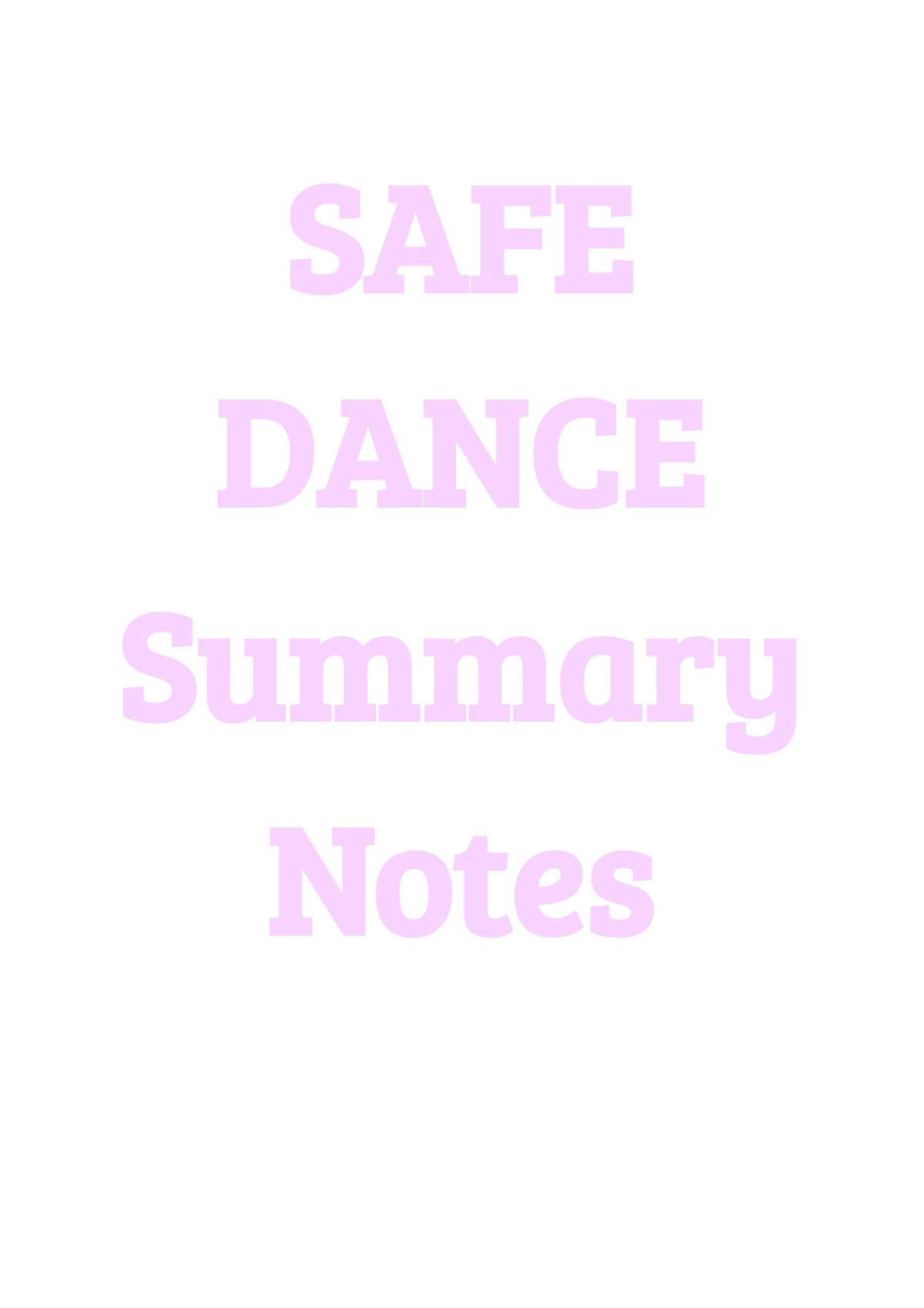 Safe Dance Summary - Page 1