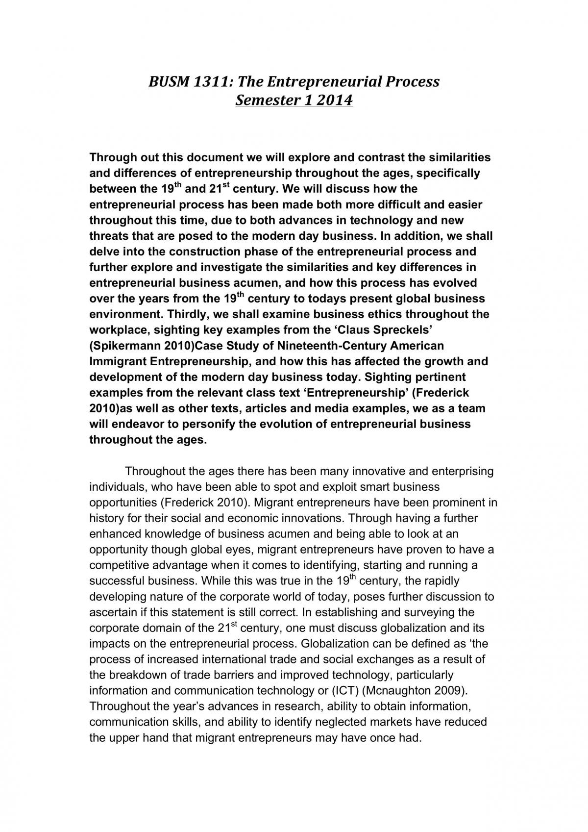 Complete Assignment - Entrepreneurial Process Case Analysis report  - Page 1