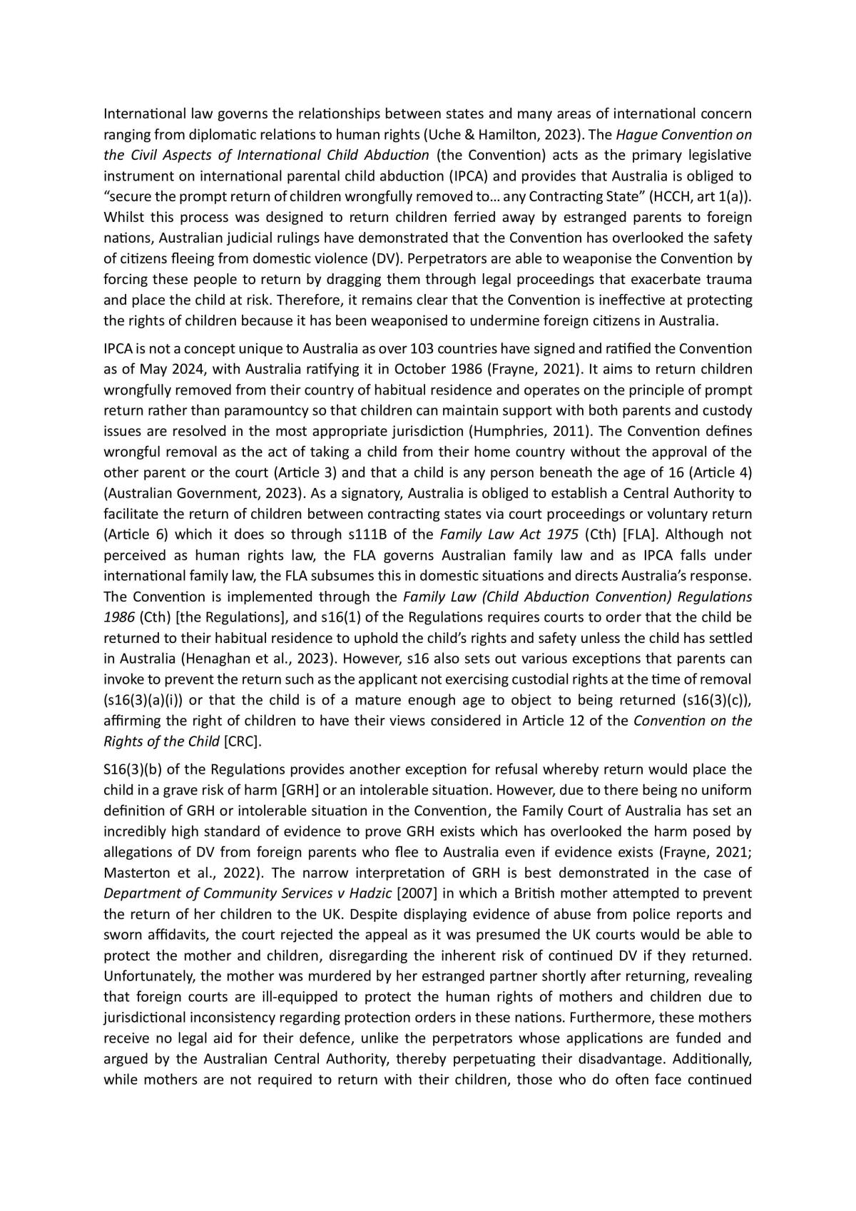 International Child Abduction Argumentative Essay - Page 1