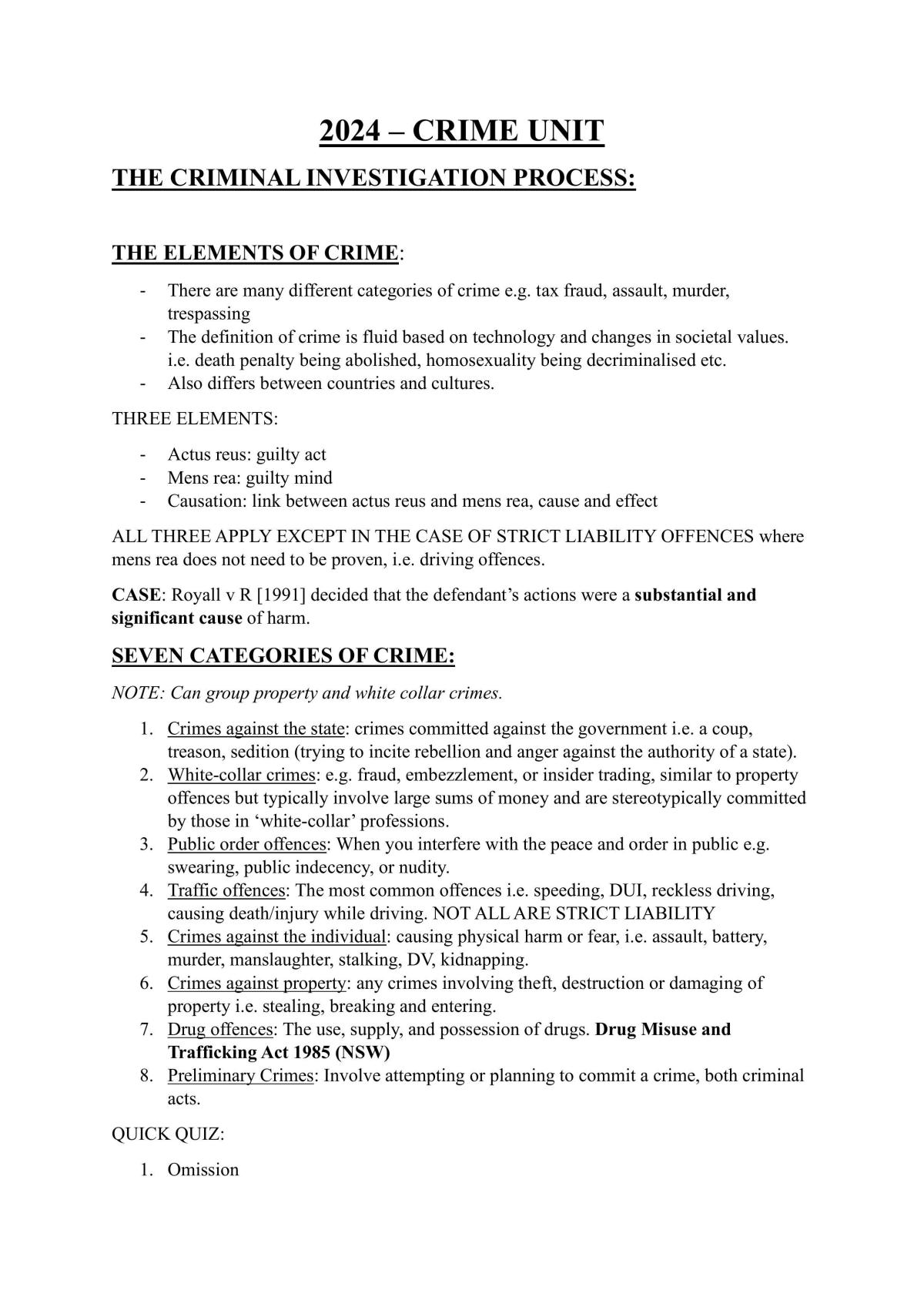 Crime Unit Notes - Page 1