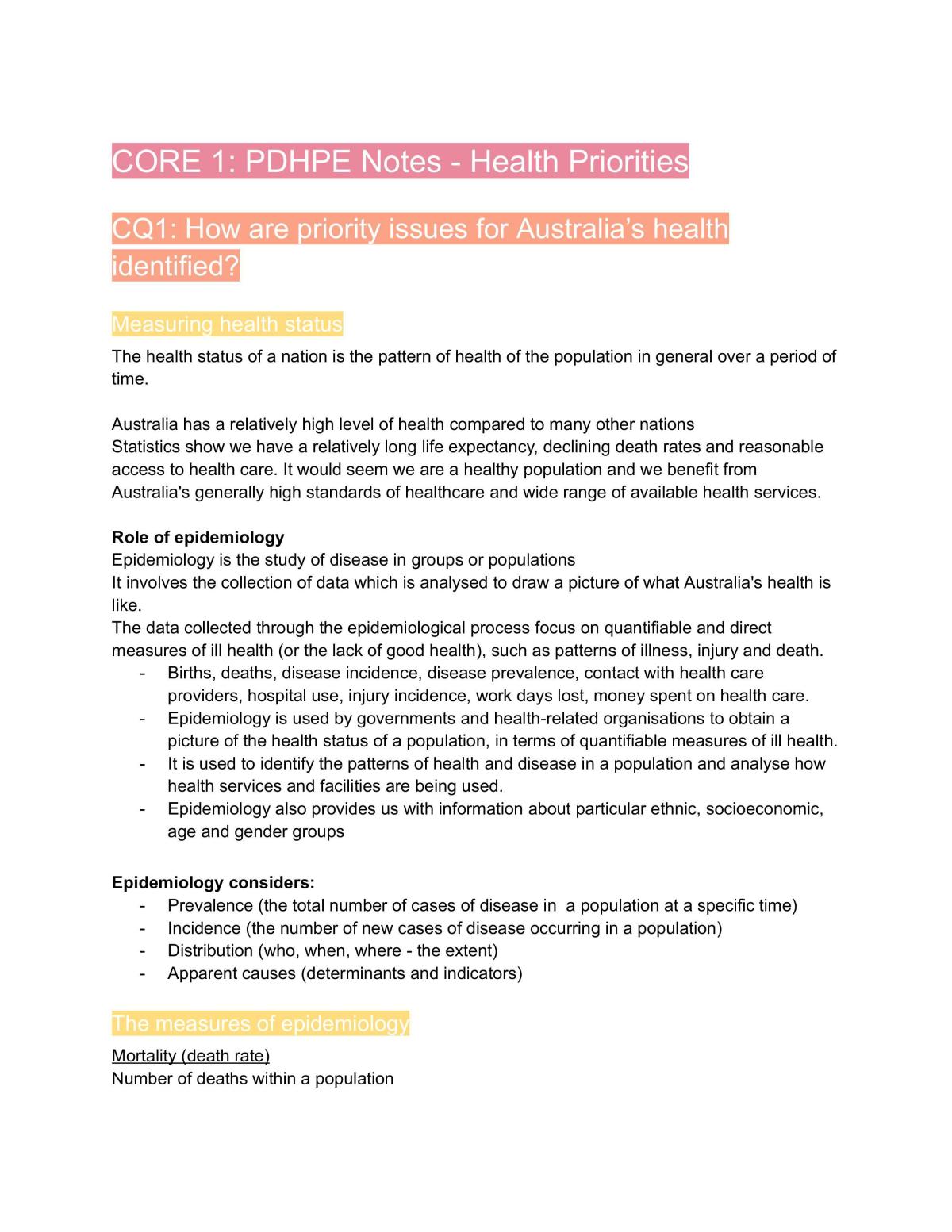 Complete Pdhpe Master Notes - Page 1