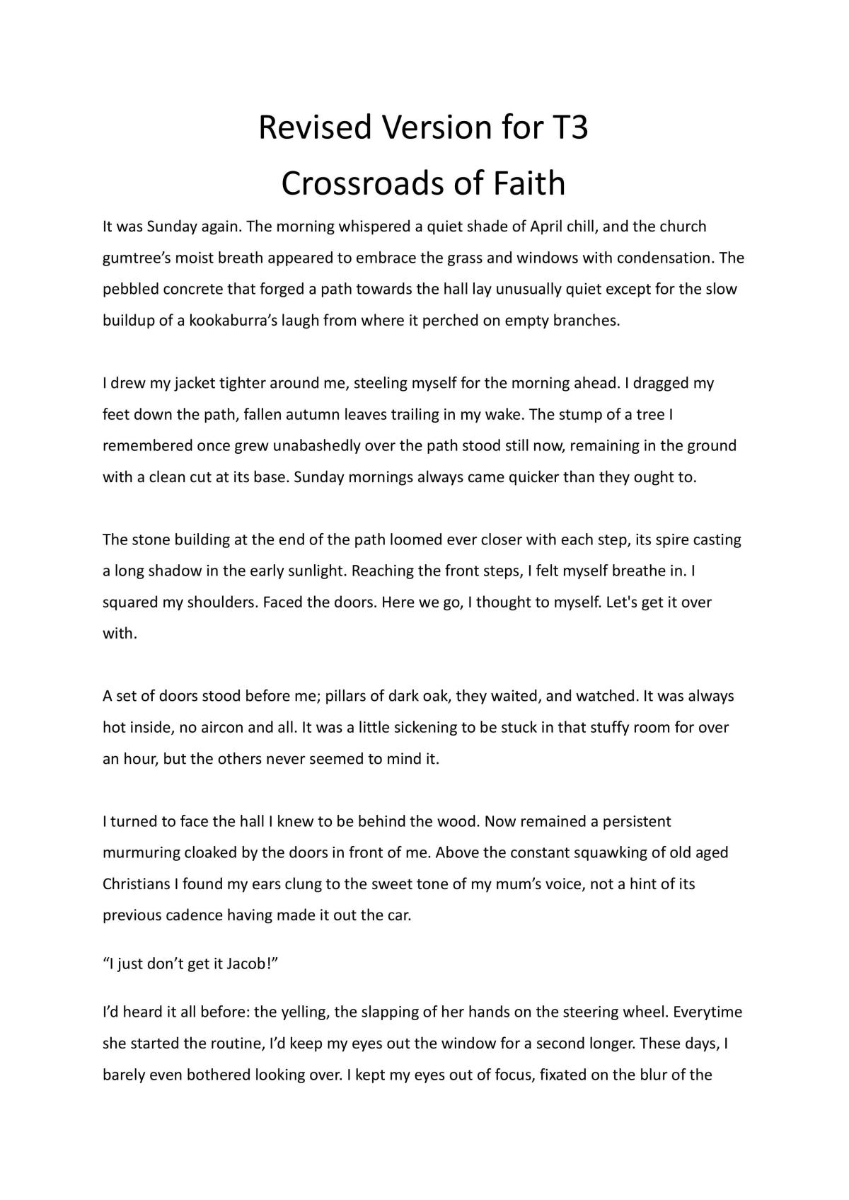 English Year 11 Narrative and Reflection - Page 1