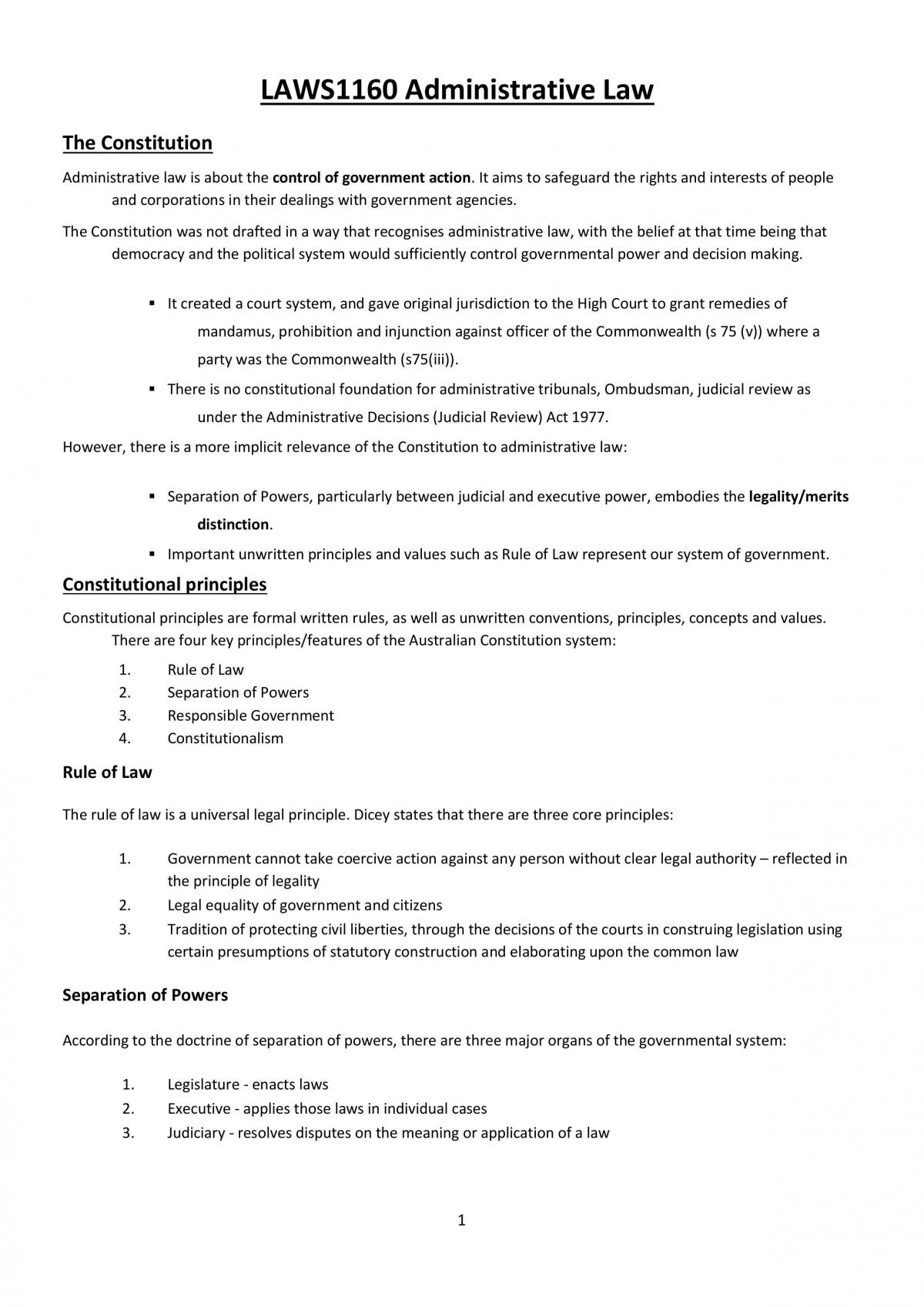 LAWS1160 Complete Study Notes - Page 1