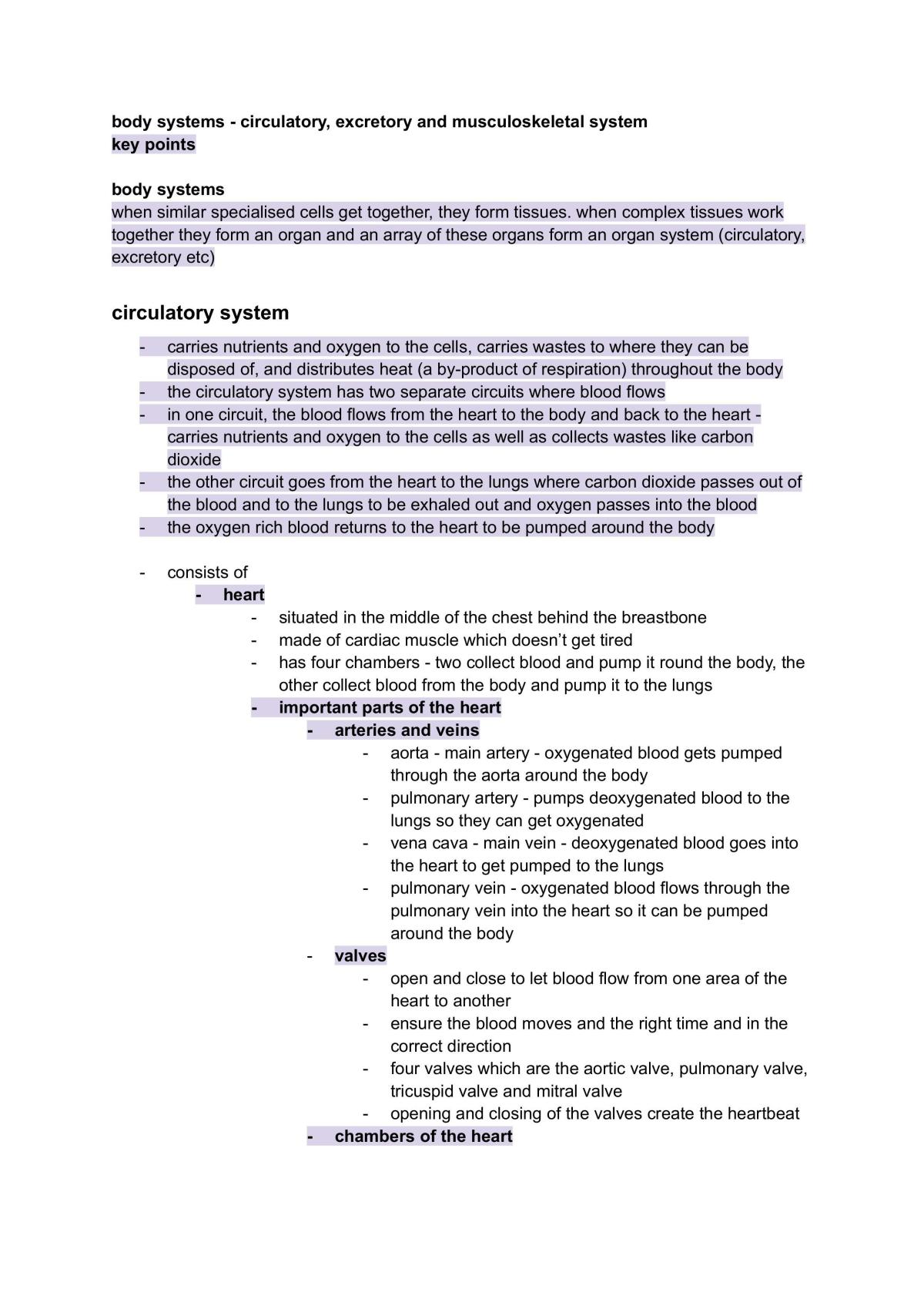 Body Systems - Page 1