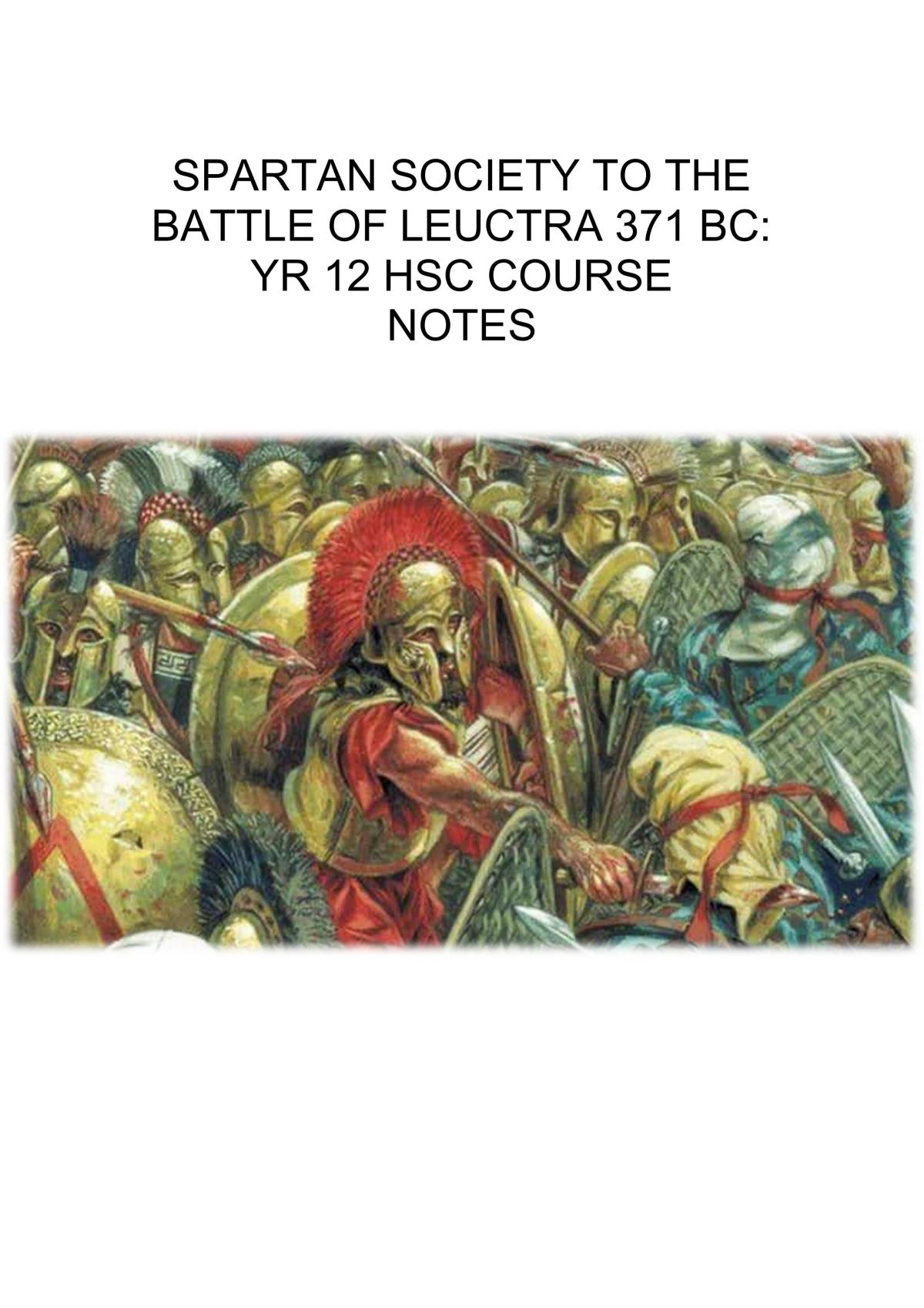 Yr 12 Hsc Course Notes on Sparta - Page 1
