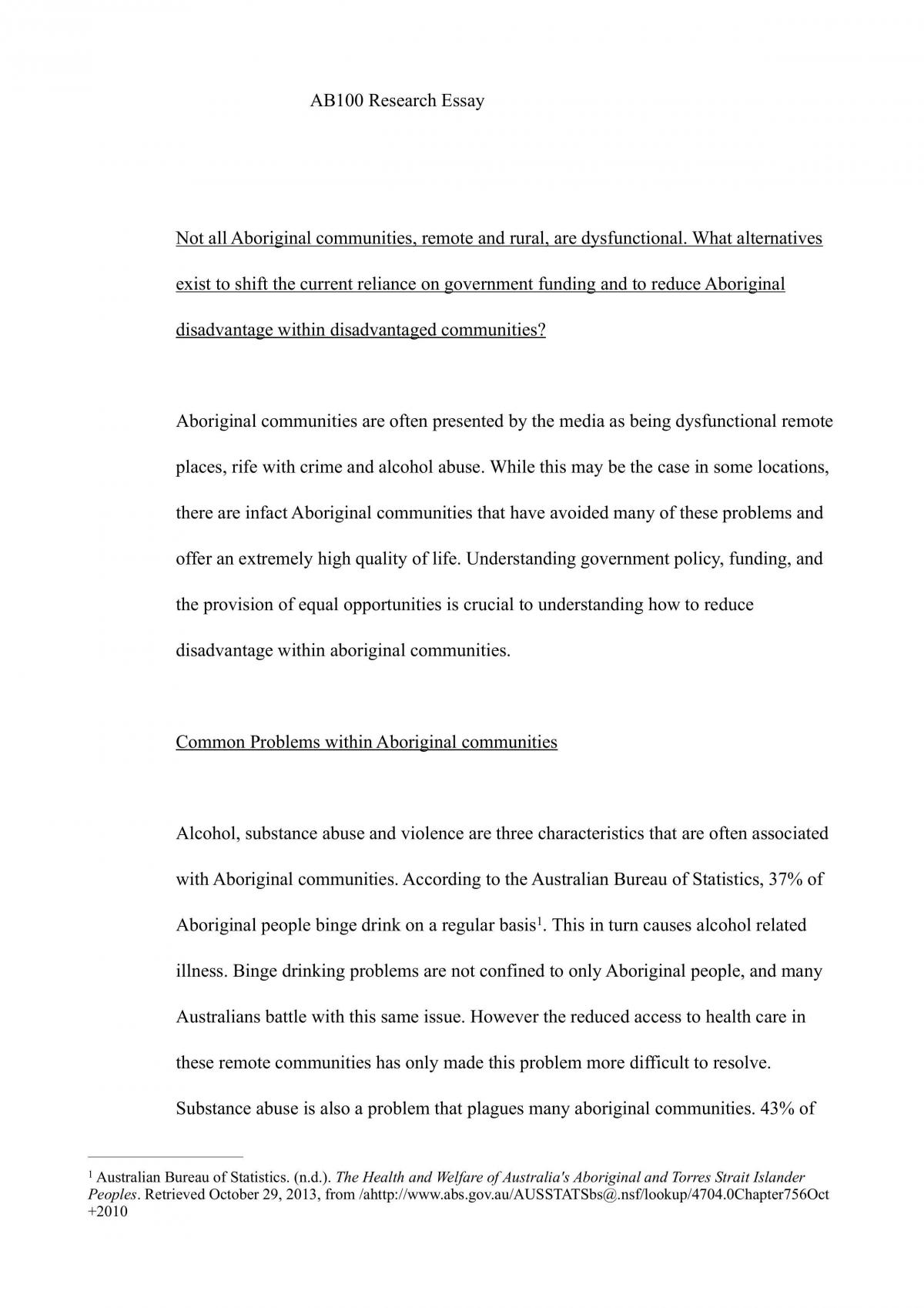ABST150 Essay - Page 1