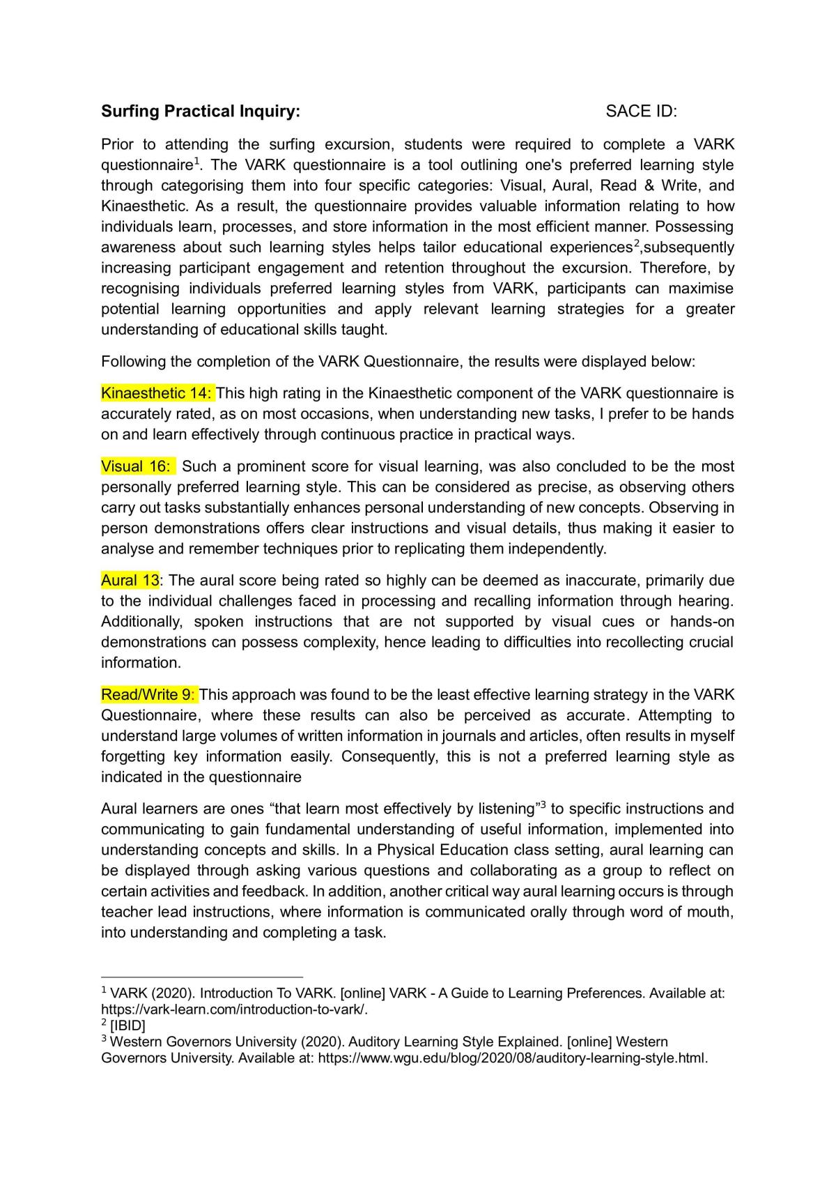 Surfing Practical Inquiry Task - Page 1