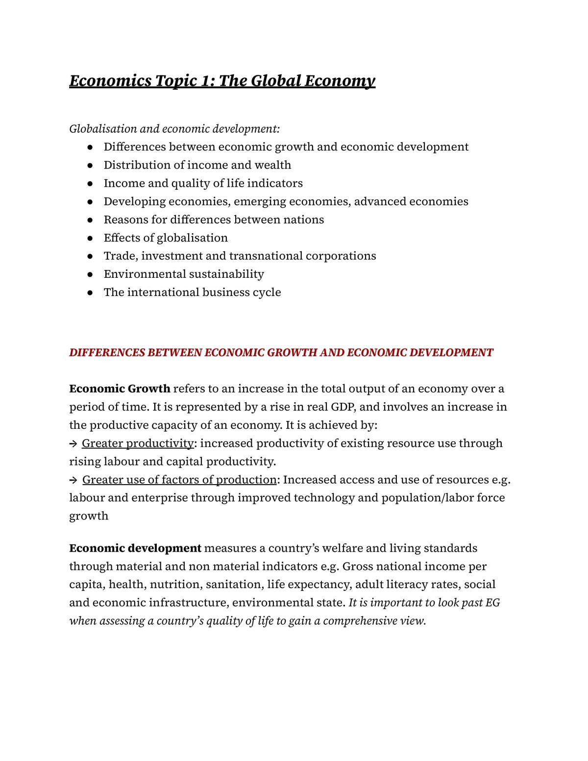 Globalisation and Economic Development - Page 1