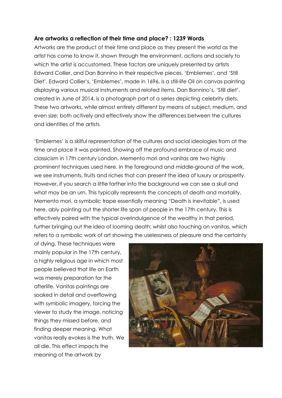 Still Life Research Essay - Page 1