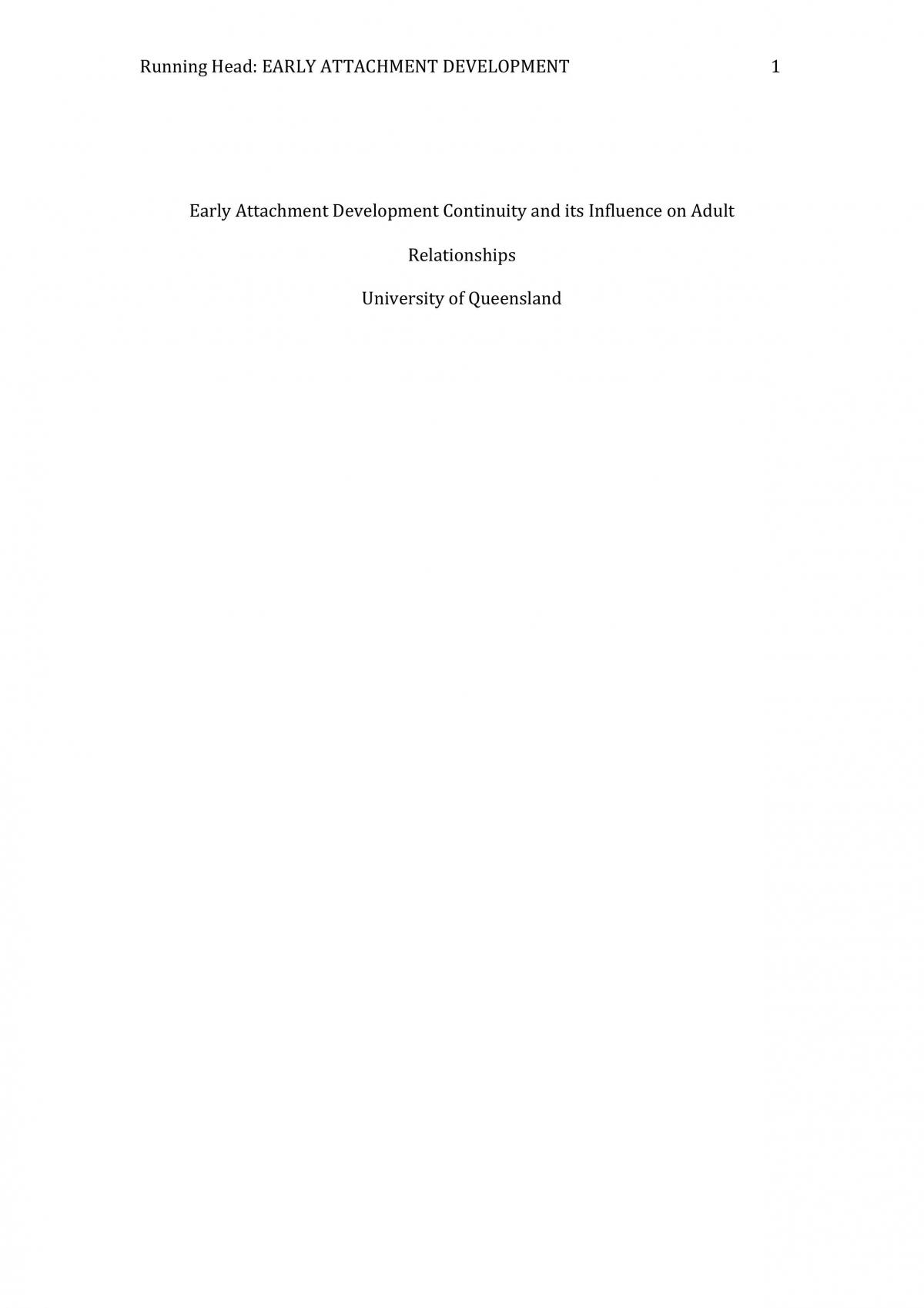 PSYC2030 Attachment Essay - Received a 6  - Page 1