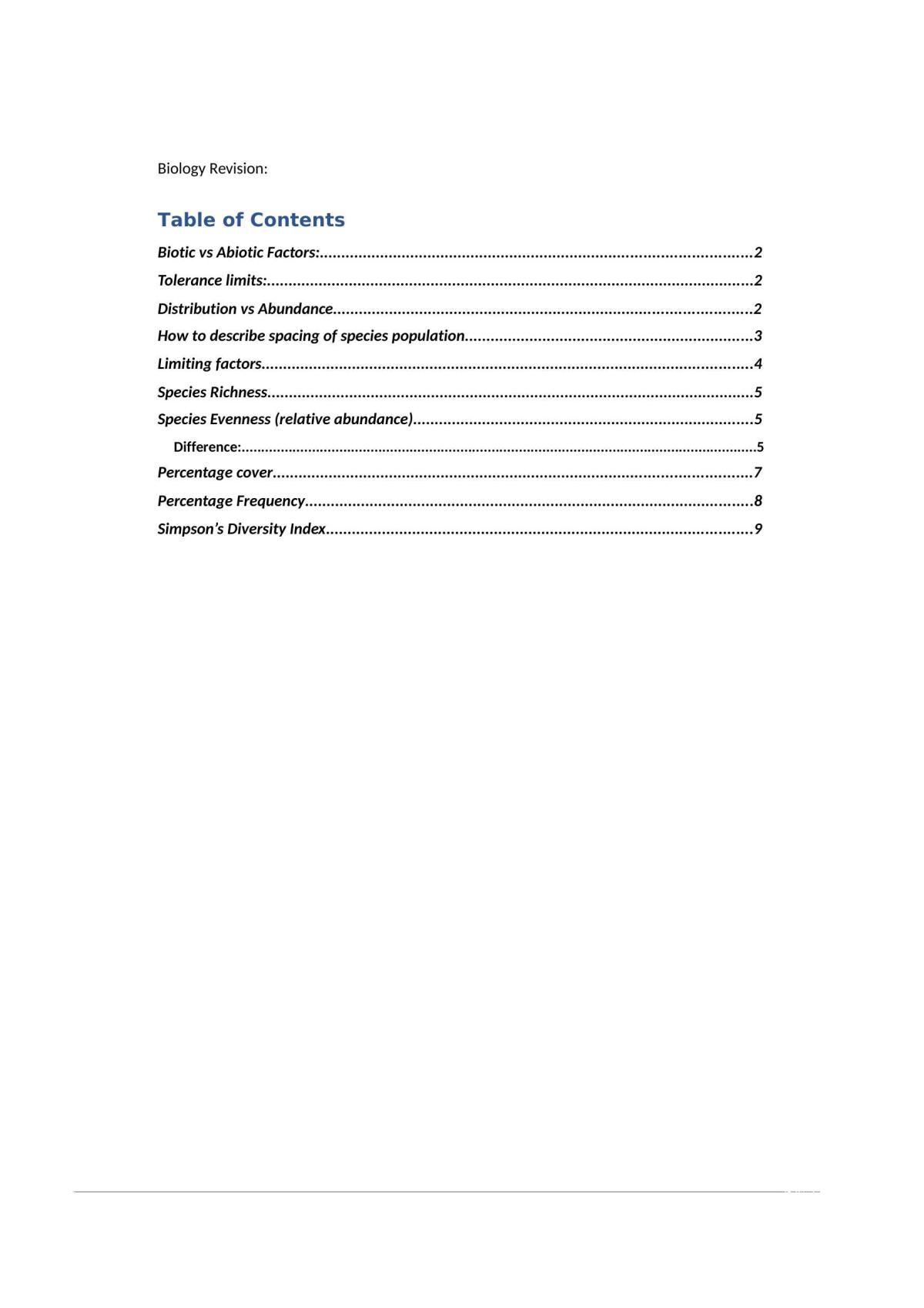 Complete Unit 3 Biology (Revision) Notes (Topic 1) - Page 1