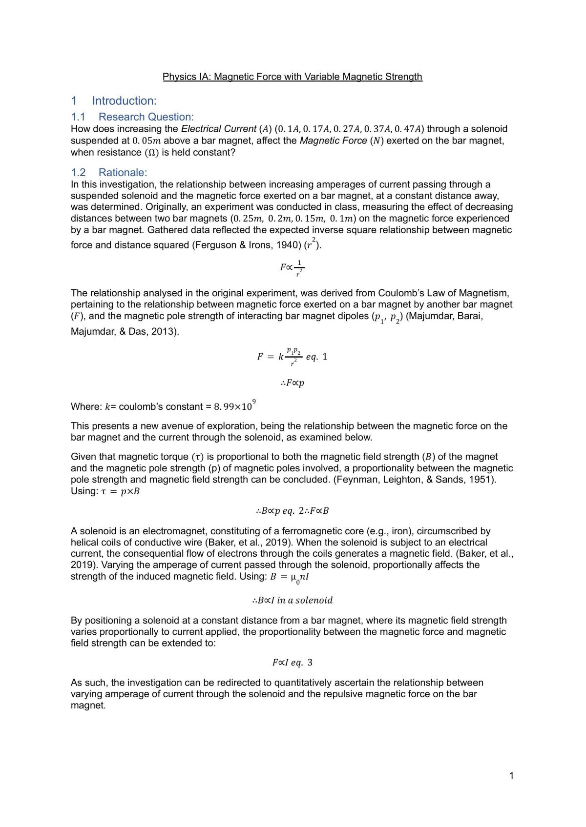 Physics IA2 20/20 - Page 1