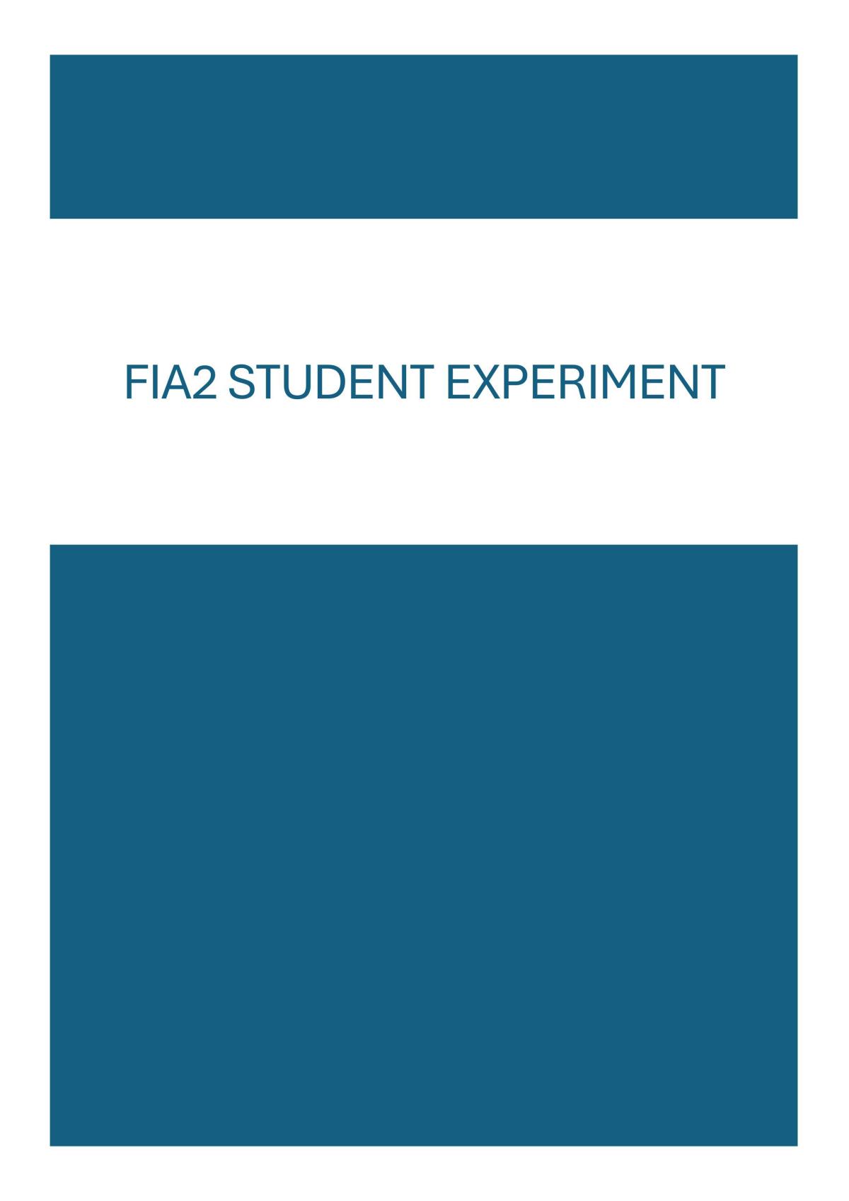 FIA2 Student Experiment 19/20 - Page 1