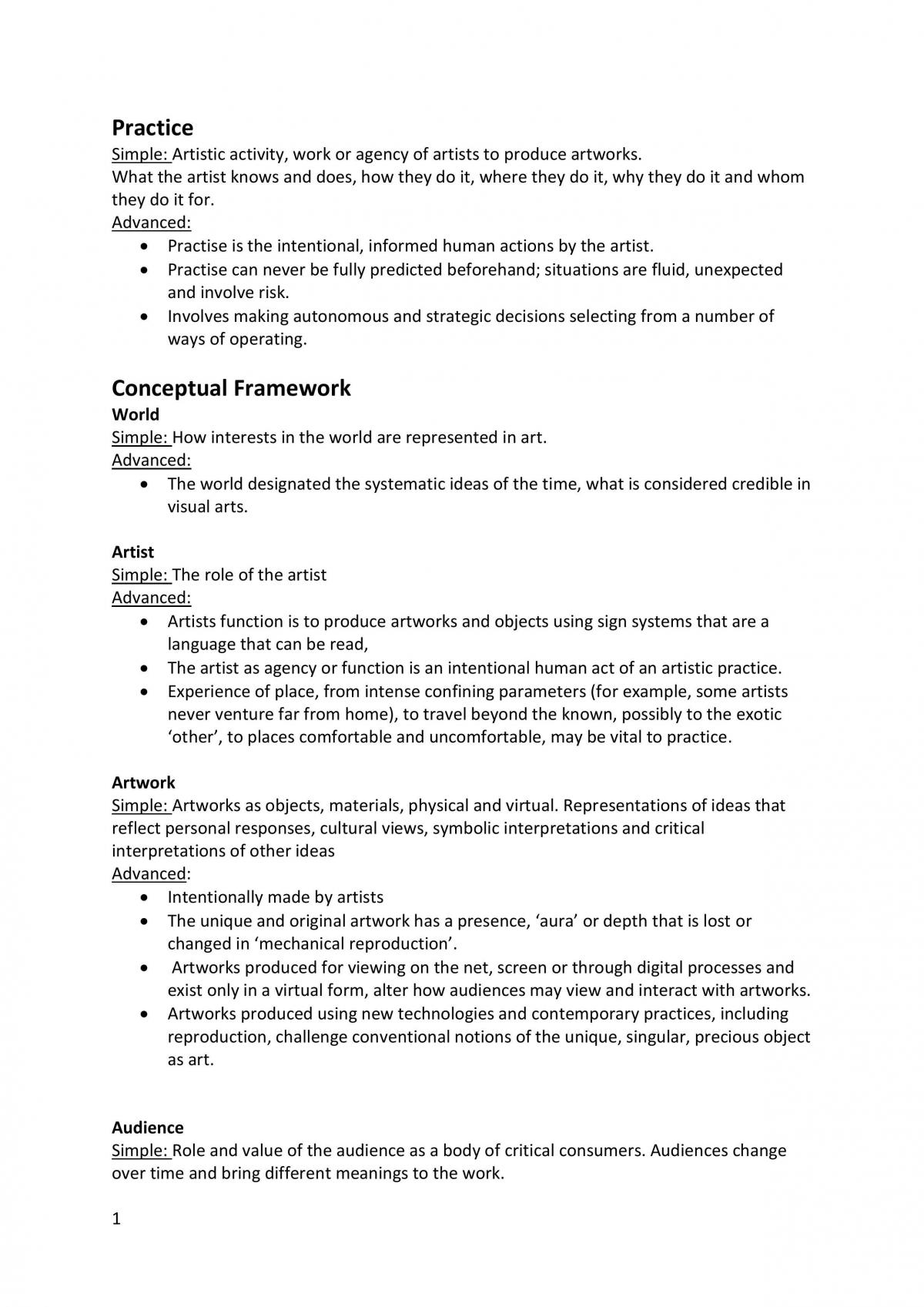 Visual Arts Notes - Page 1