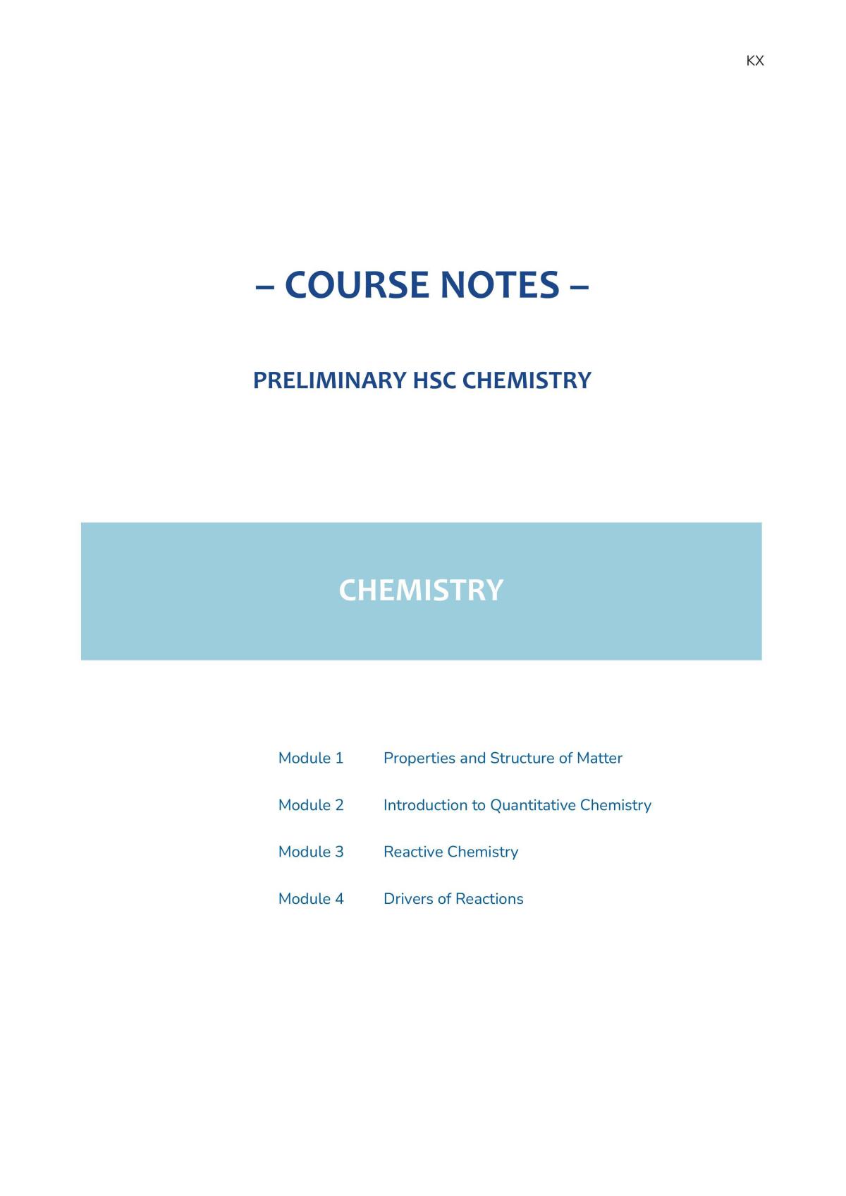 HSC Year 11 Chemistry – Complete Notes *sorted by syllabus dot points - Page 1