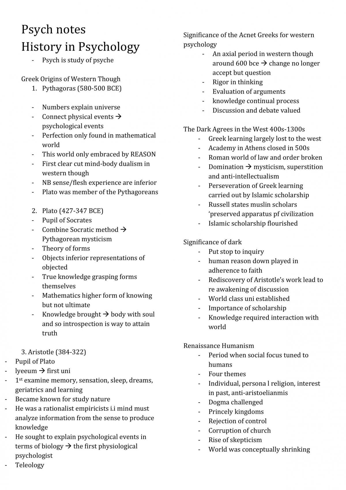 PSY104 Full Study Notes - Page 1
