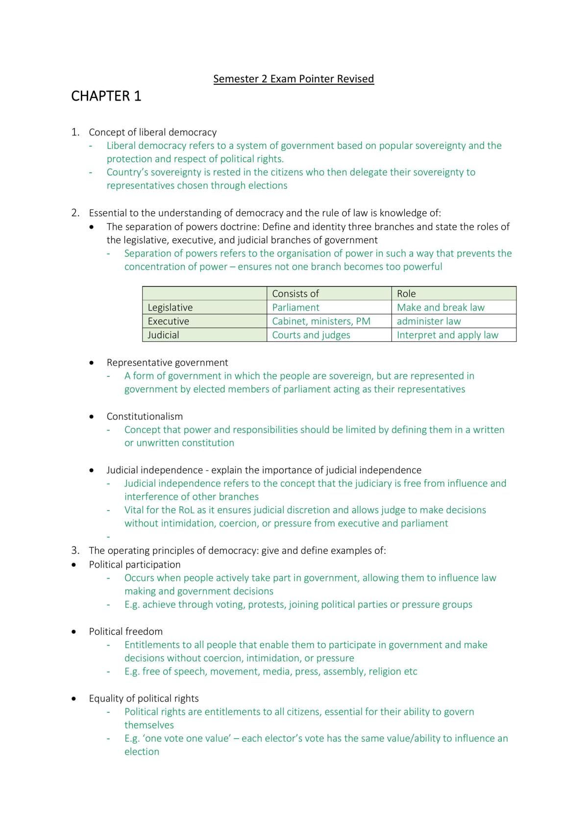 Year 11 Sem 2 Exam Notes - Page 1