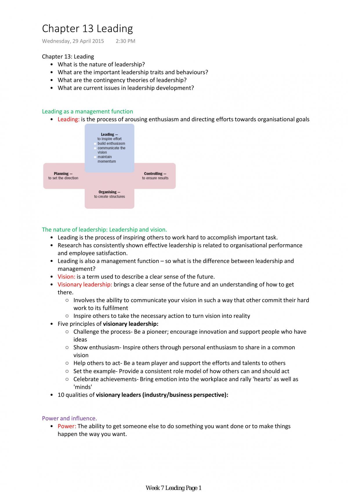 Notes Week 7 Leading - Page 1