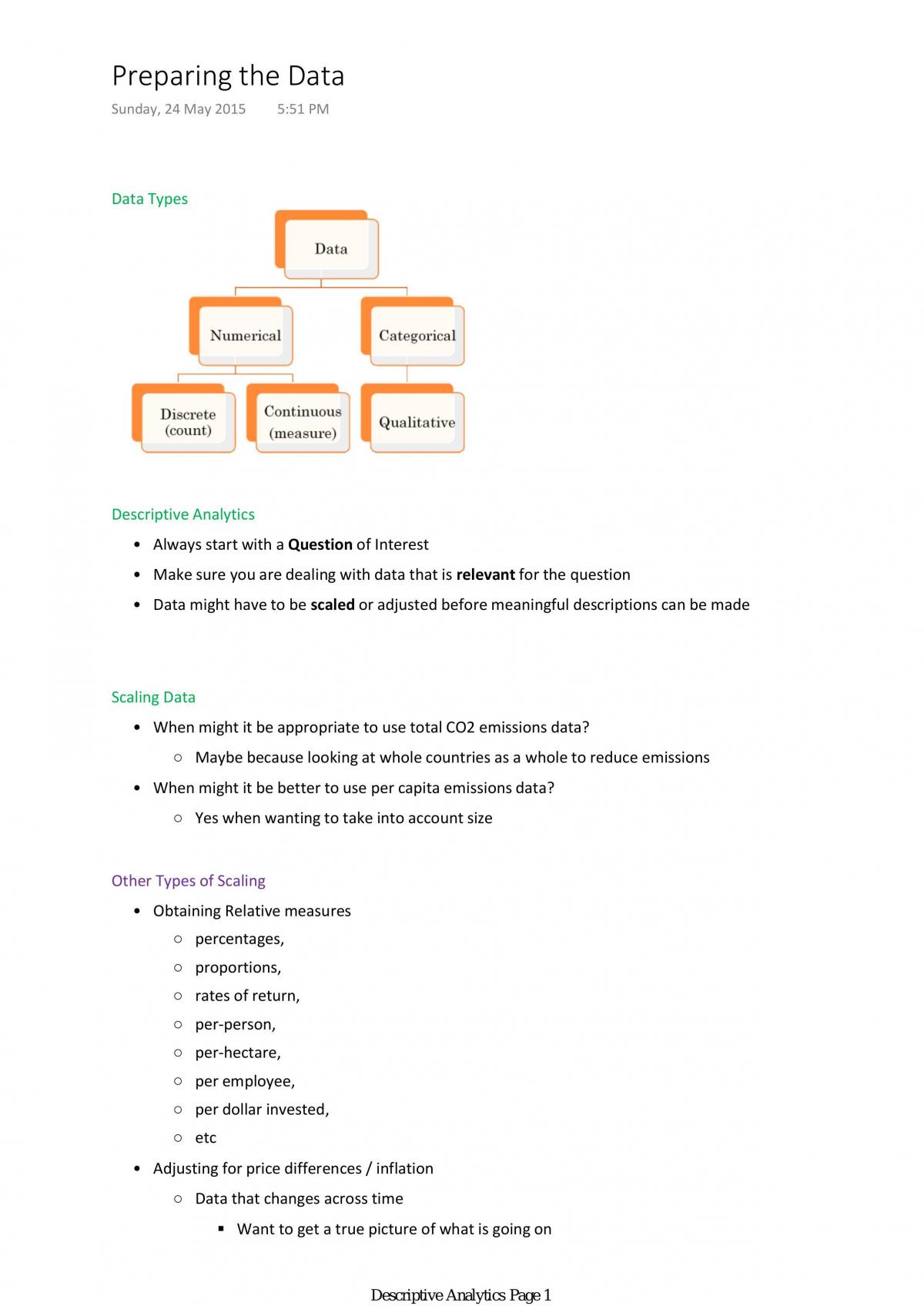 ETC1000 Notes Descriptive Statistics - Page 1