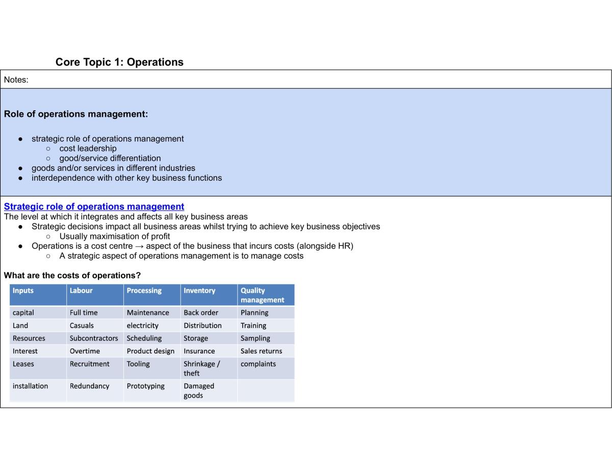Year 12 Business Studies Notes - Page 1