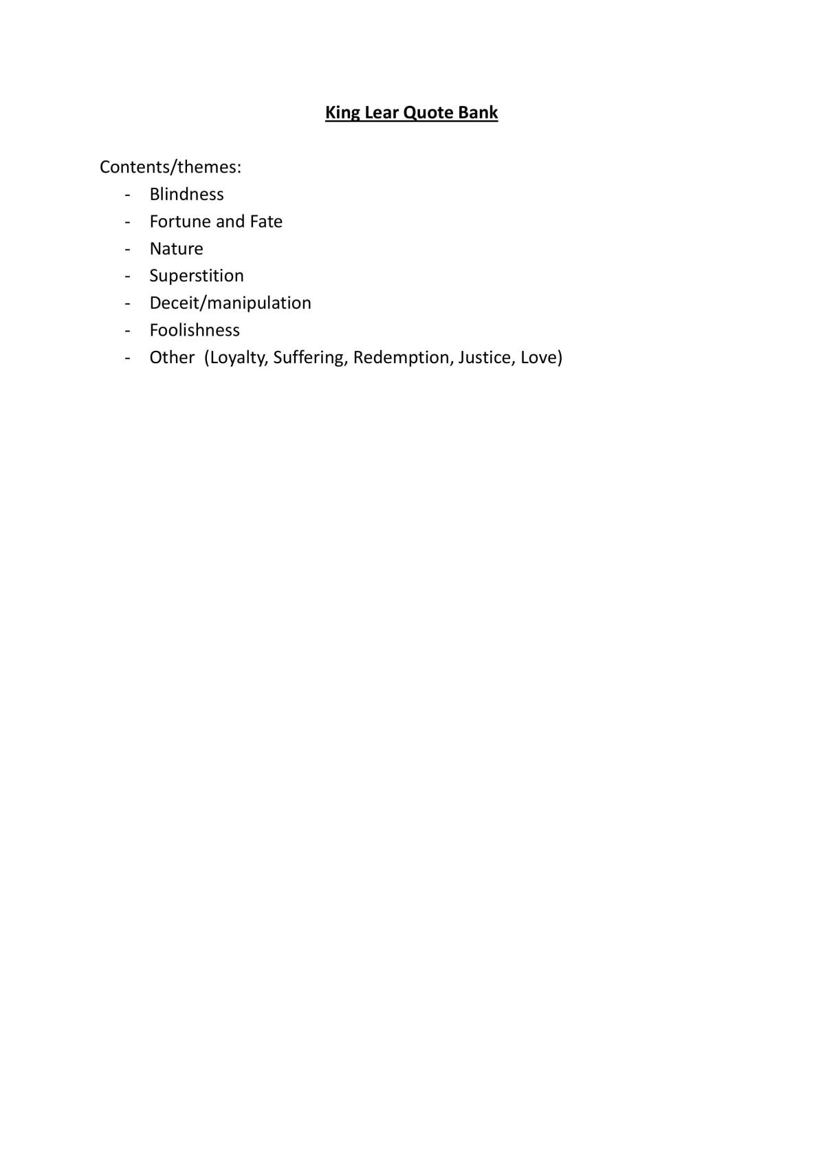 King Lear Quote Bank - Page 1