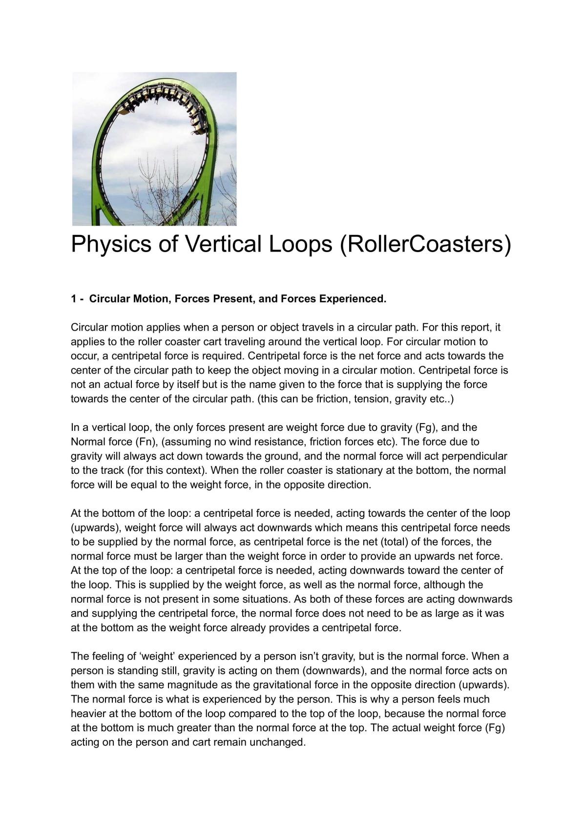 91522 - Application of Physics Essay - Rollercoasters  - Page 1