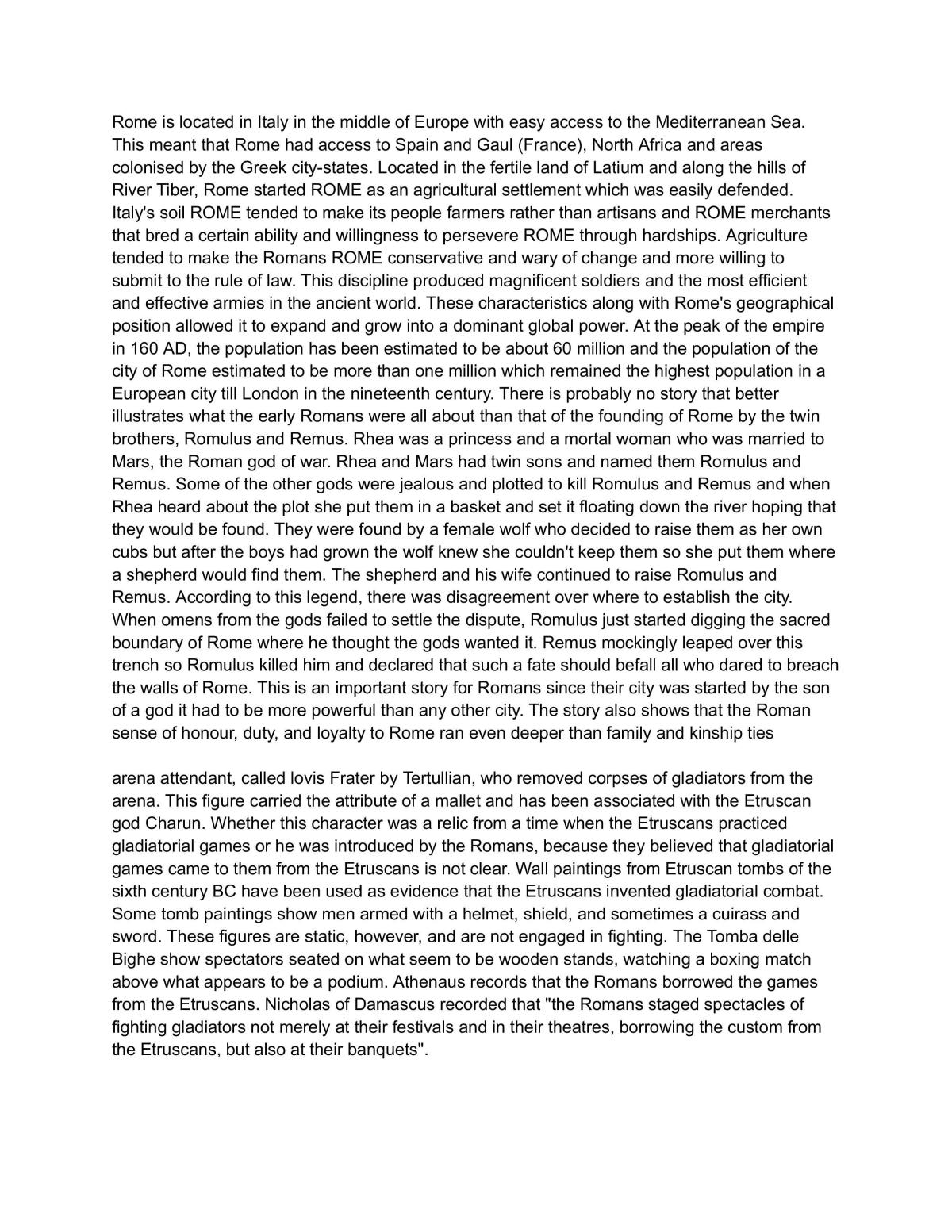 Rome Study Notes  - Page 1