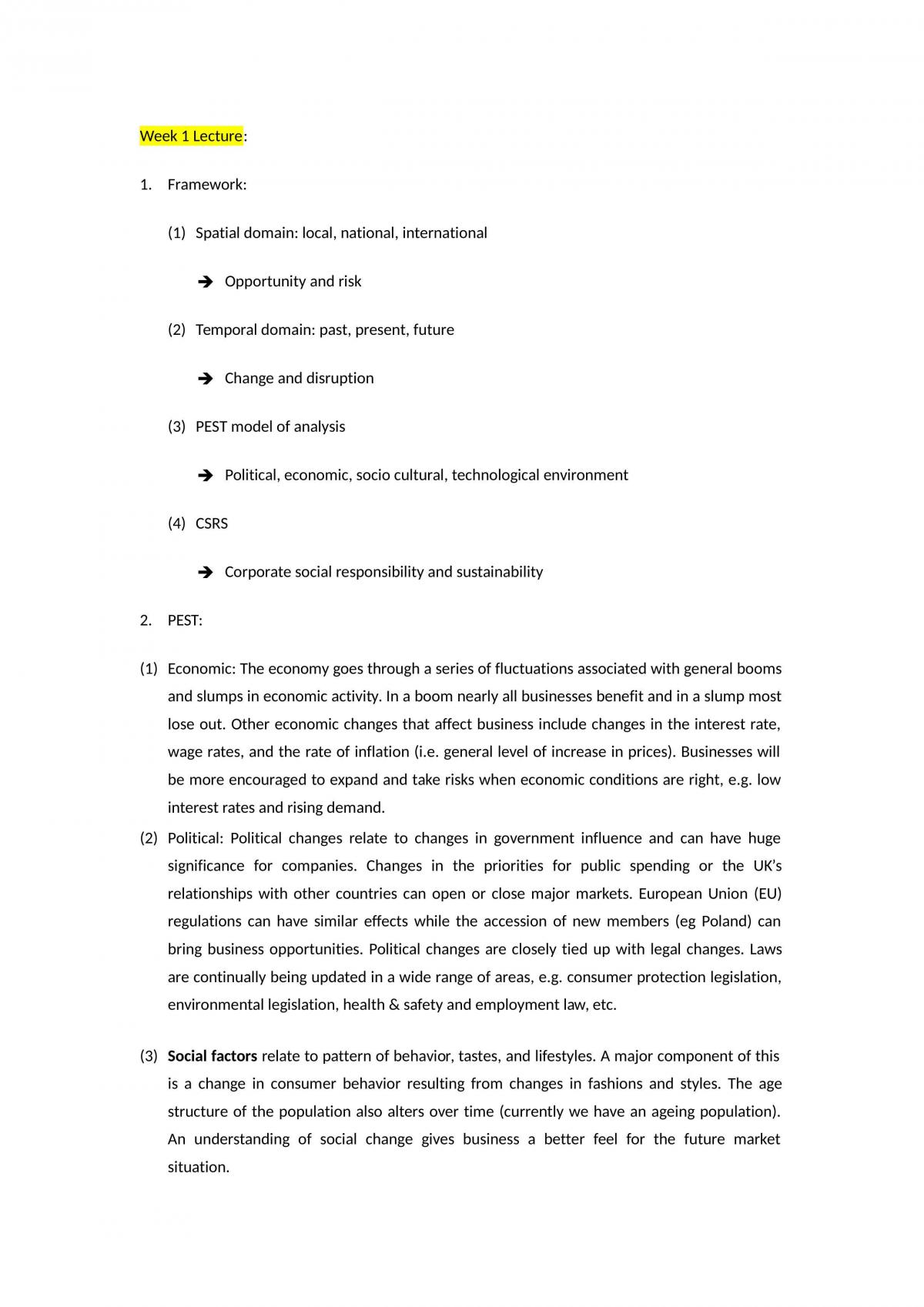Week 1-4 Notes BUSS1002 - Page 1