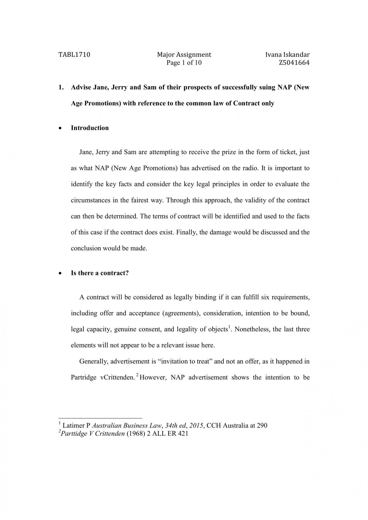Major Assignment for SEM2/2015 - Page 1