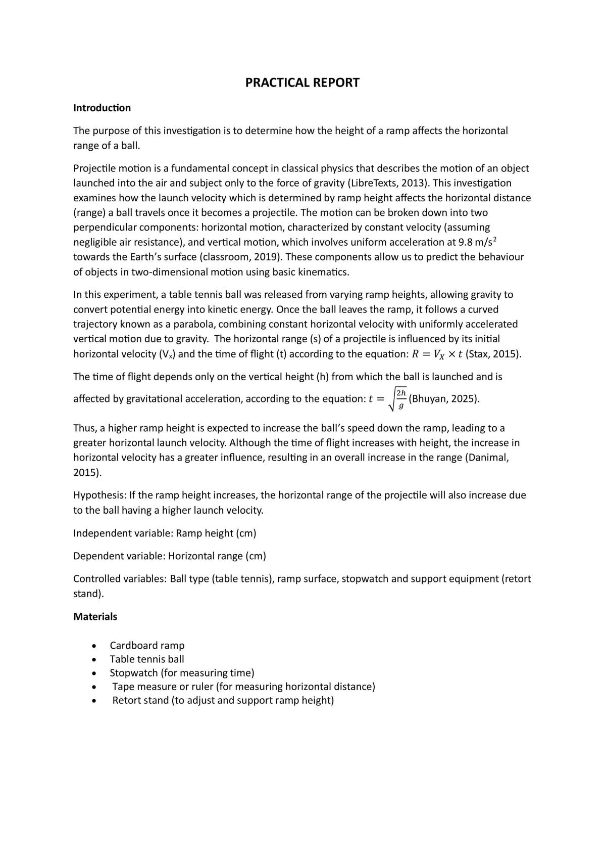 Practical report-projectile motion - Page 1