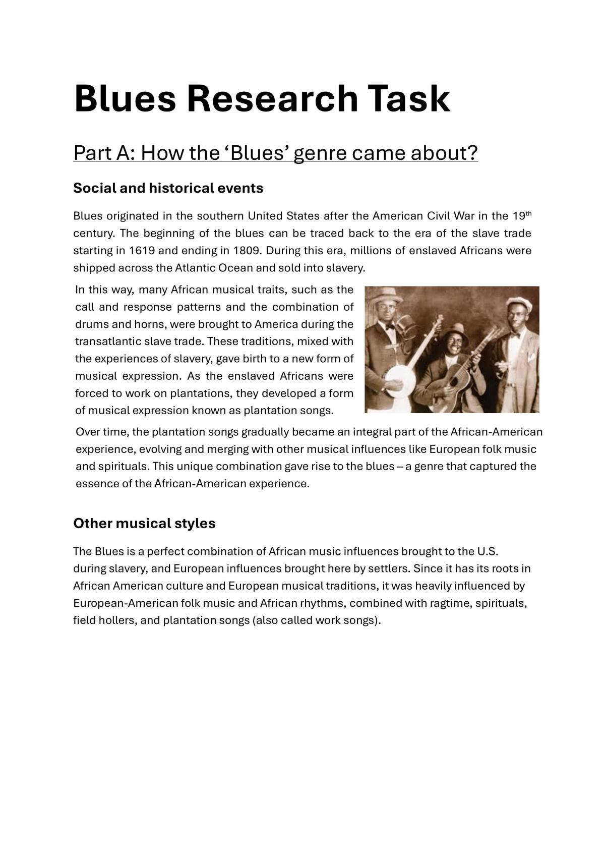 Blues Research Task - Page 1