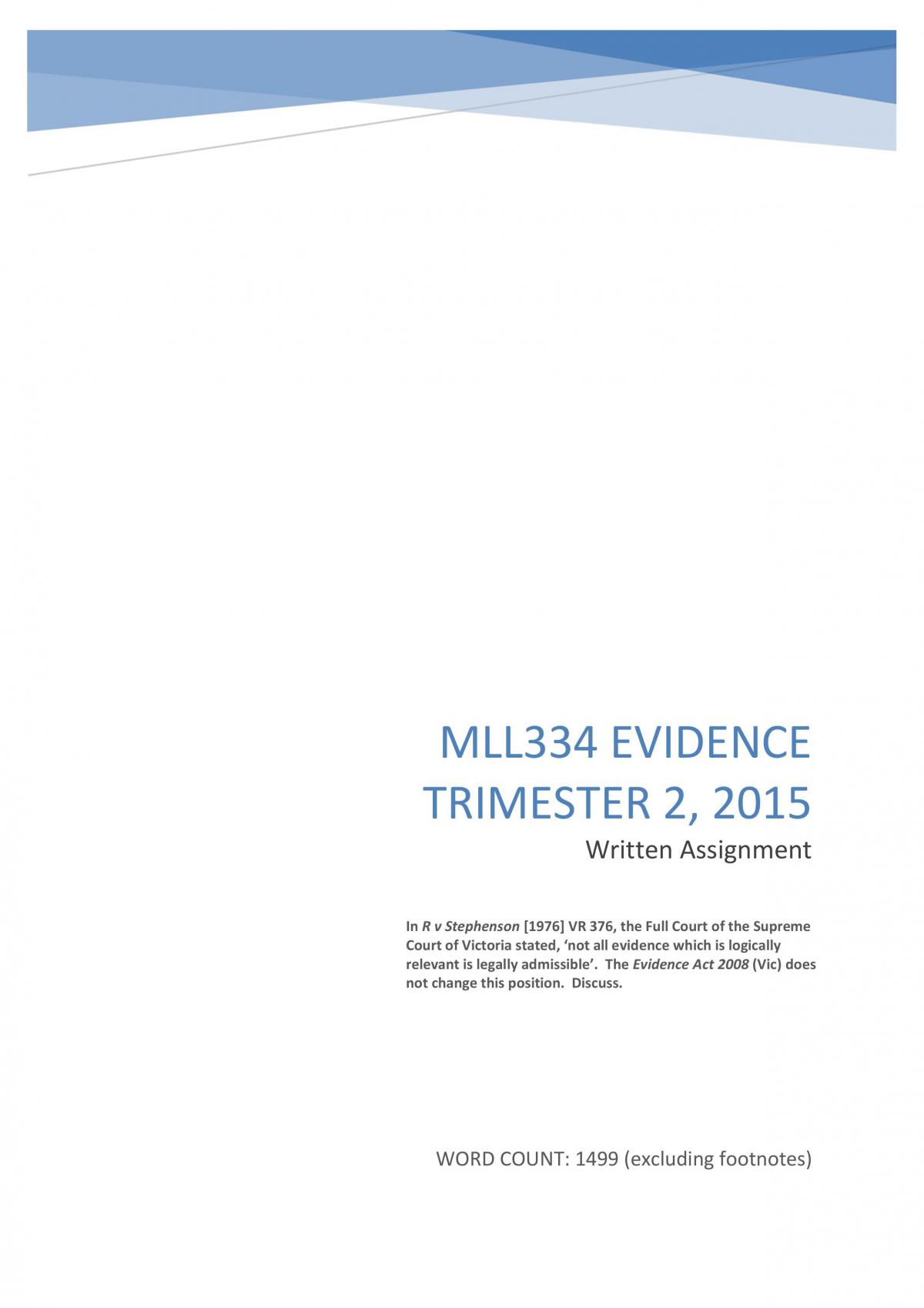 MLL334 - Evidence Assignment 2015 - Page 1
