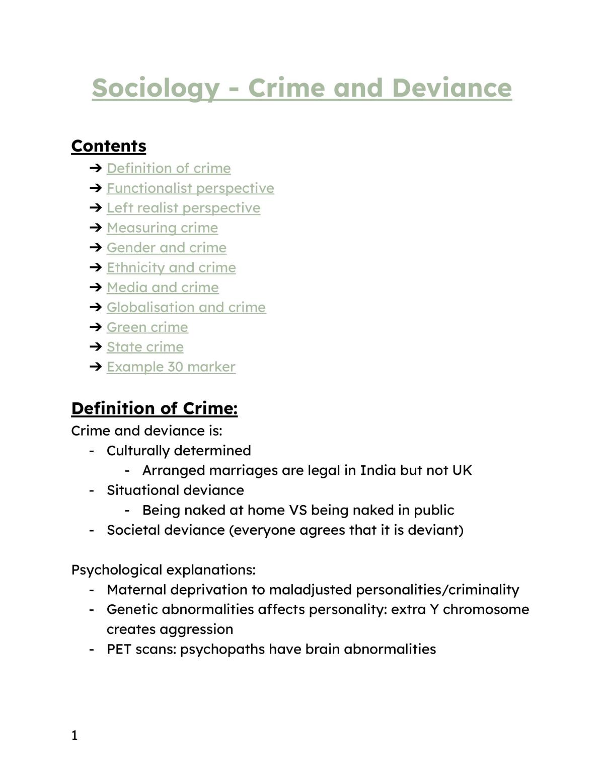 Crime and Deviance Complete Notes  - Page 1