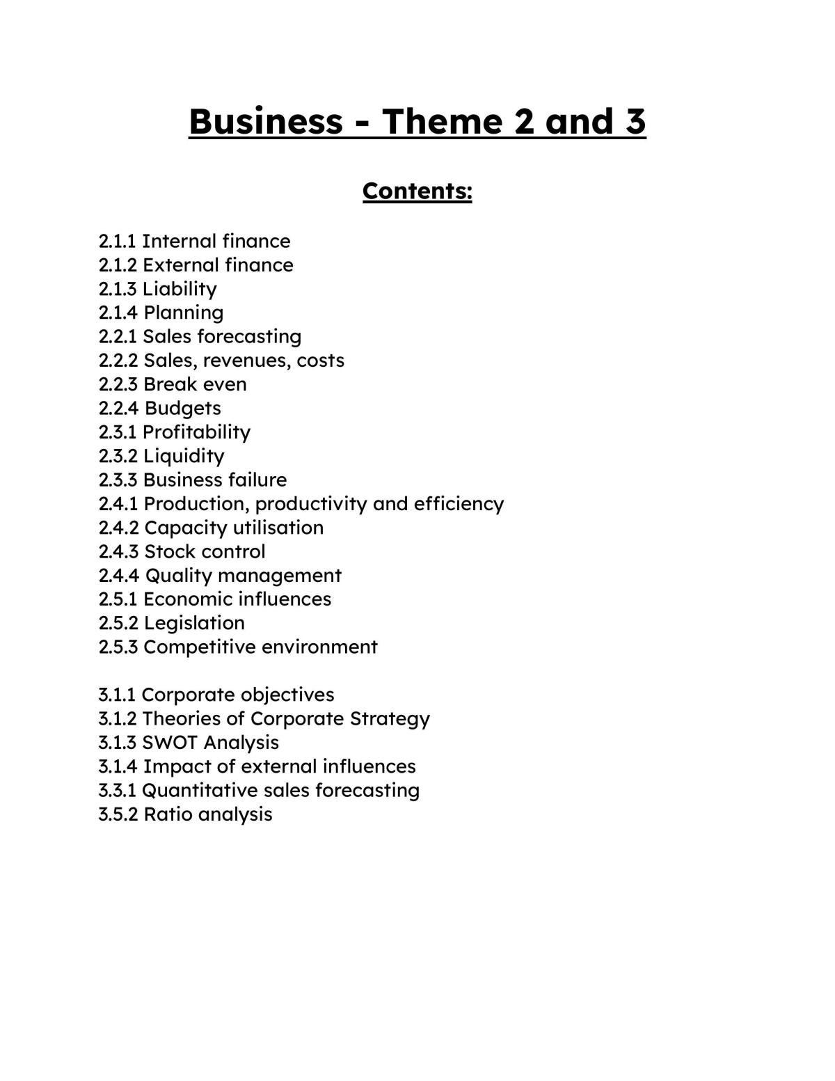 Complete Business A-Level Y2 Notes - Page 1