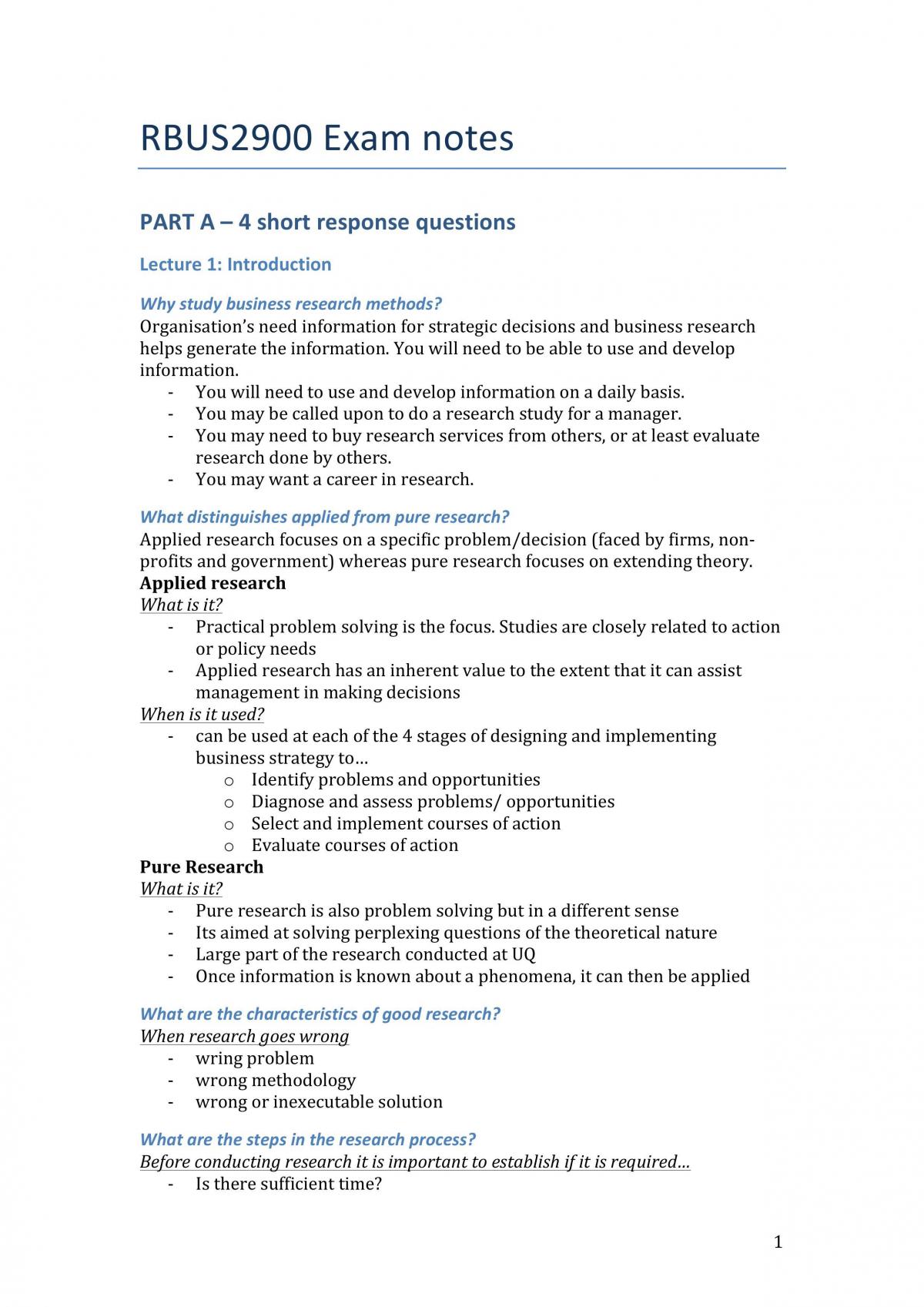 RBUS2900 Exam Notes - Page 1