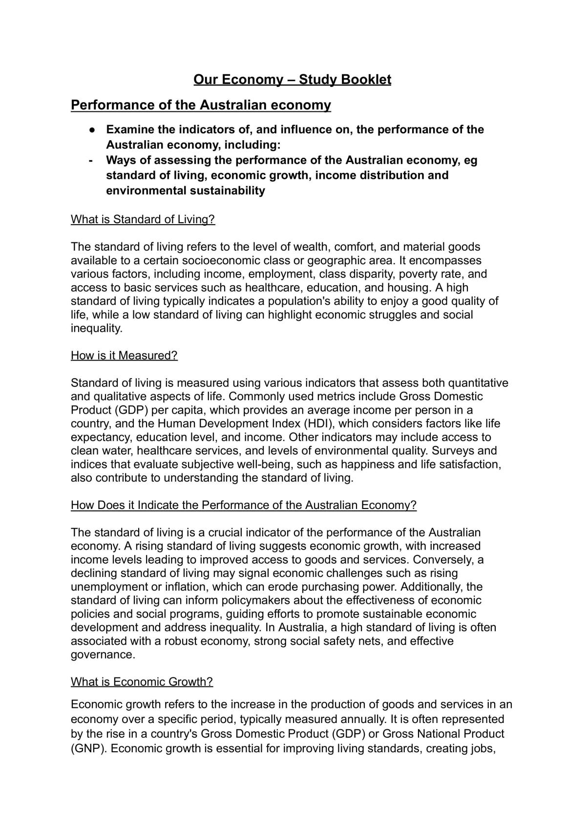 Our economy - complete notes - Page 1