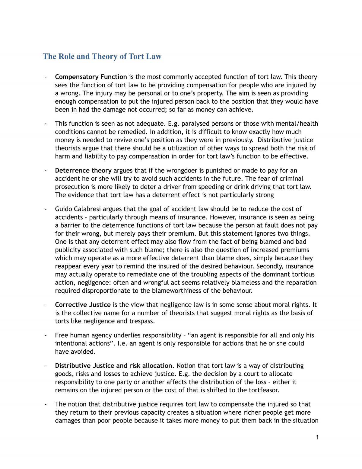 Comprehensive Notes for Torts - Page 1