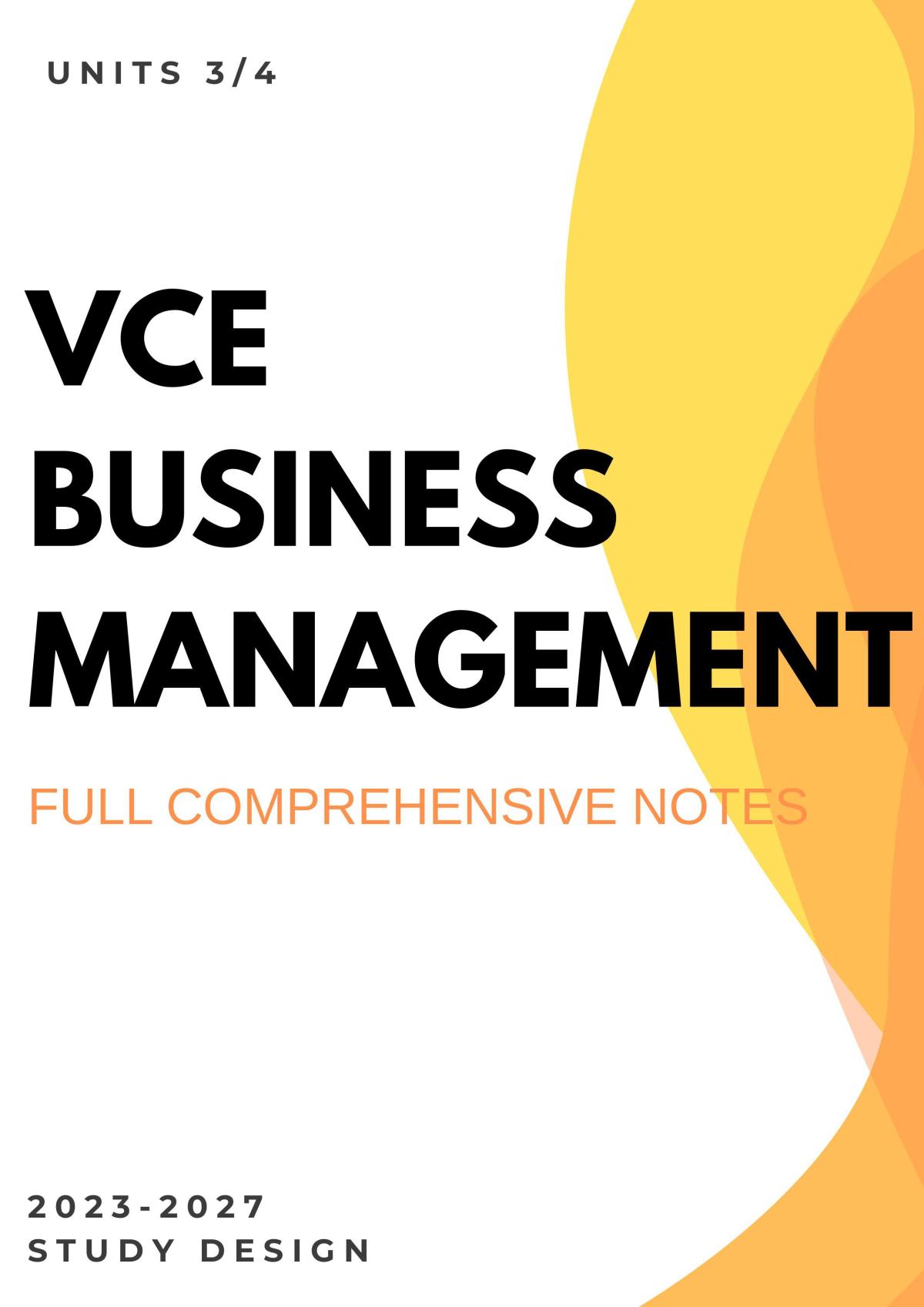 VCE Business Management Units 3 & 4 — Complete Study Notes - Page 1