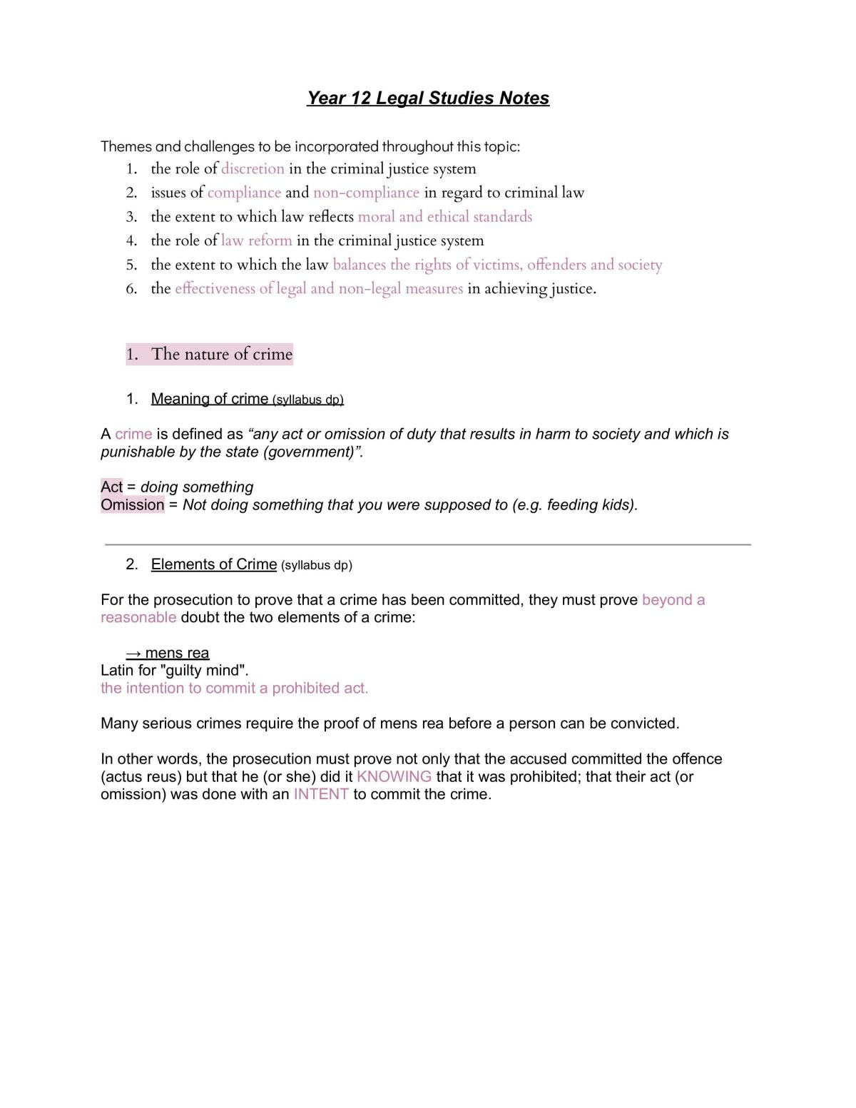 Legal Notes Y12crime - Page 1