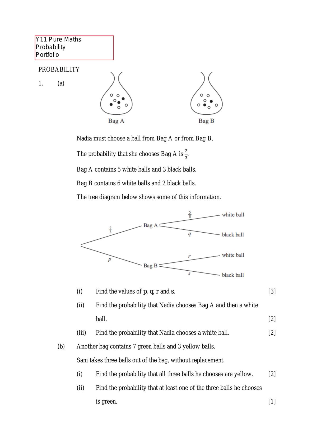 Probability Asignment - Page 1