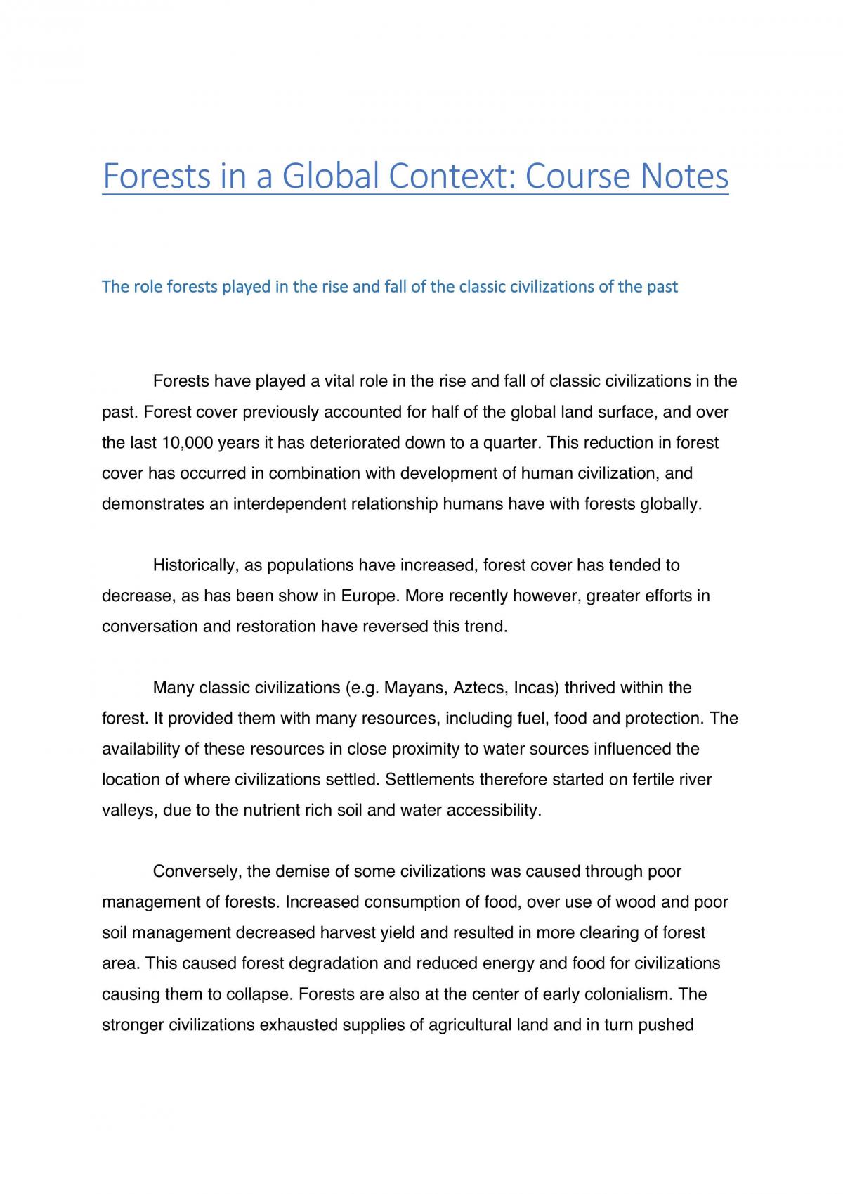 Forests in a Global Context Course Notes - Page 1
